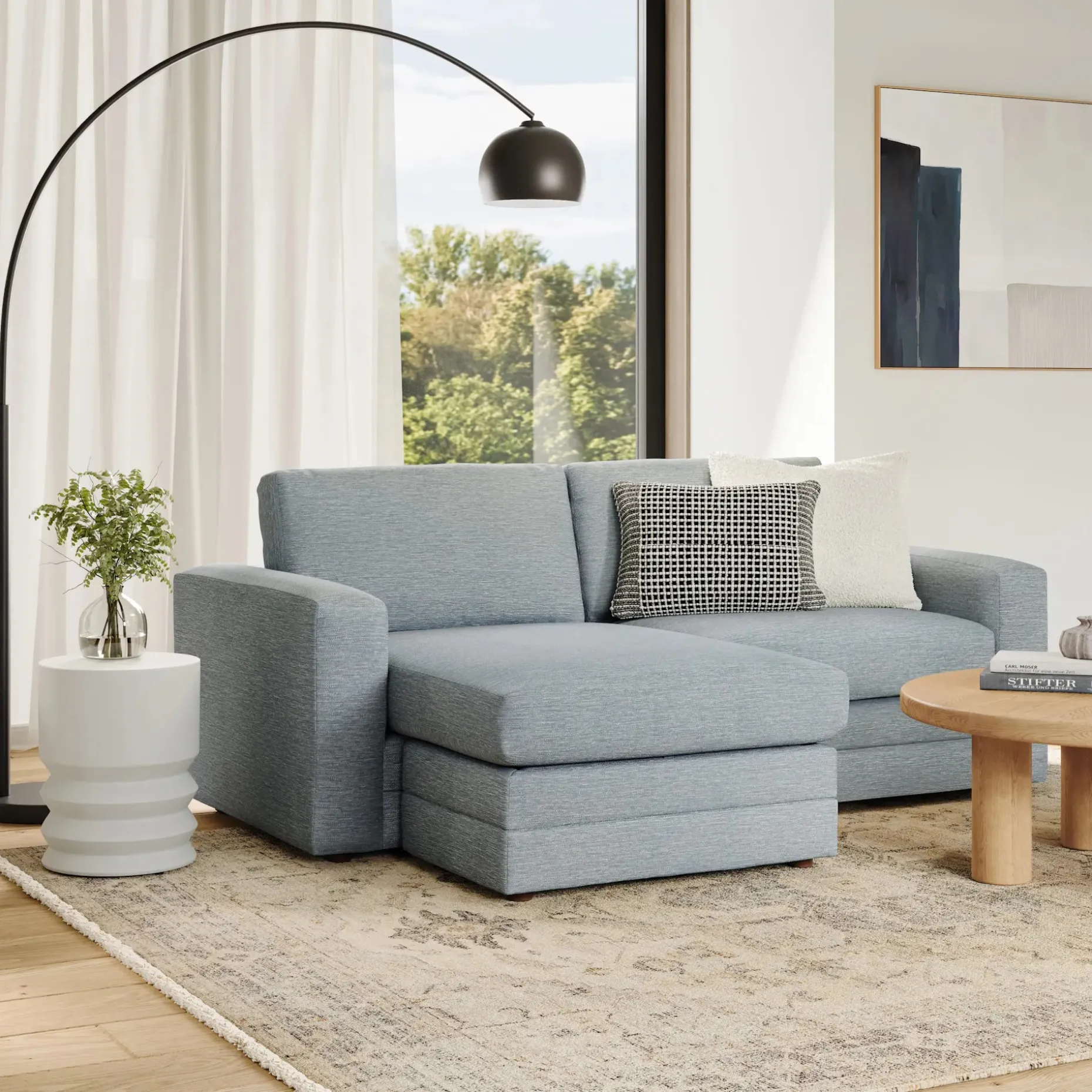 Riley 84" Reversible Storage Sectional - Silver Light Blue