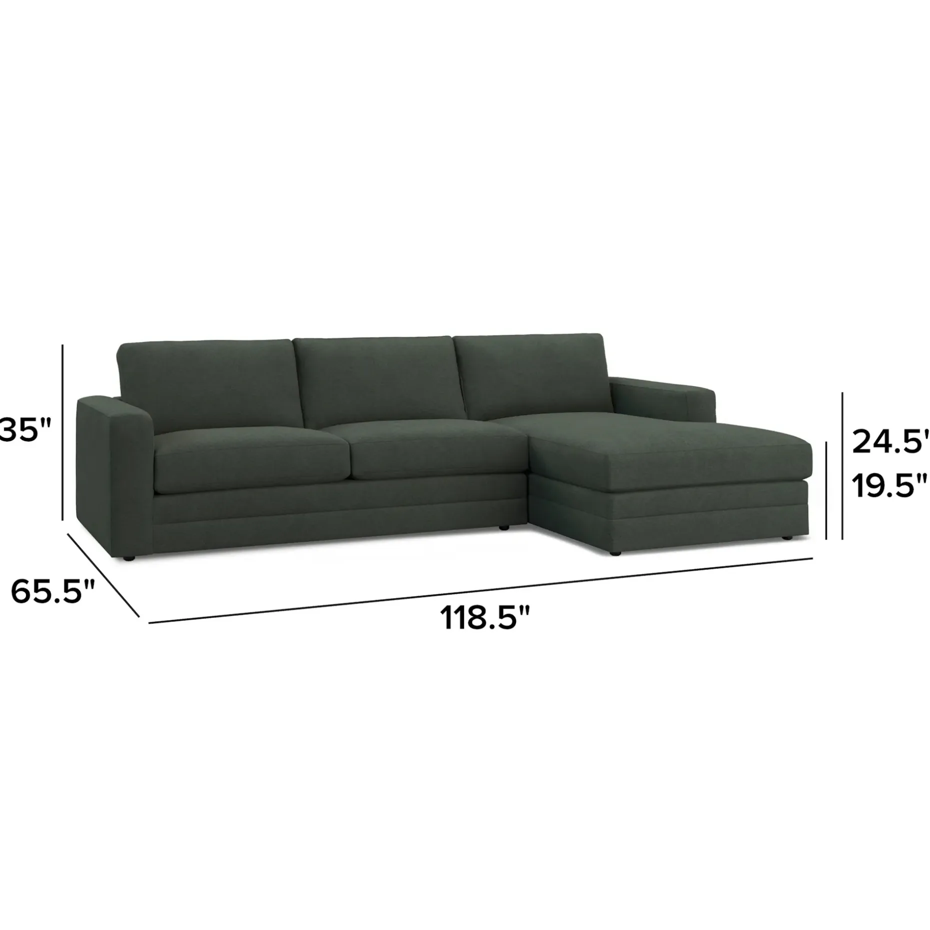 Riley 118.5" Right Sectional - Green Wool Bouclé
