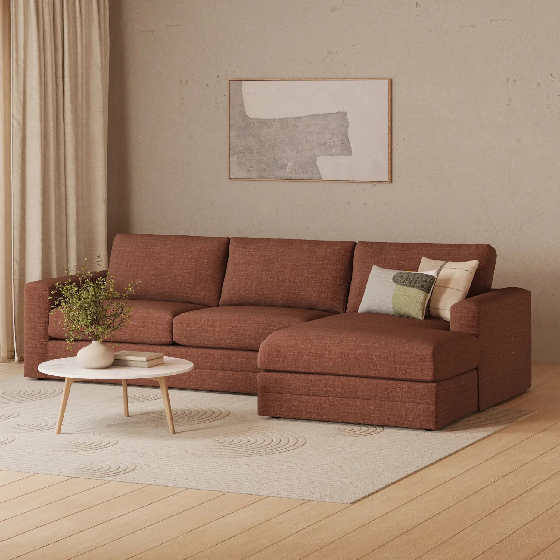 Riley 118.5" Right Sectional - Napa Rust