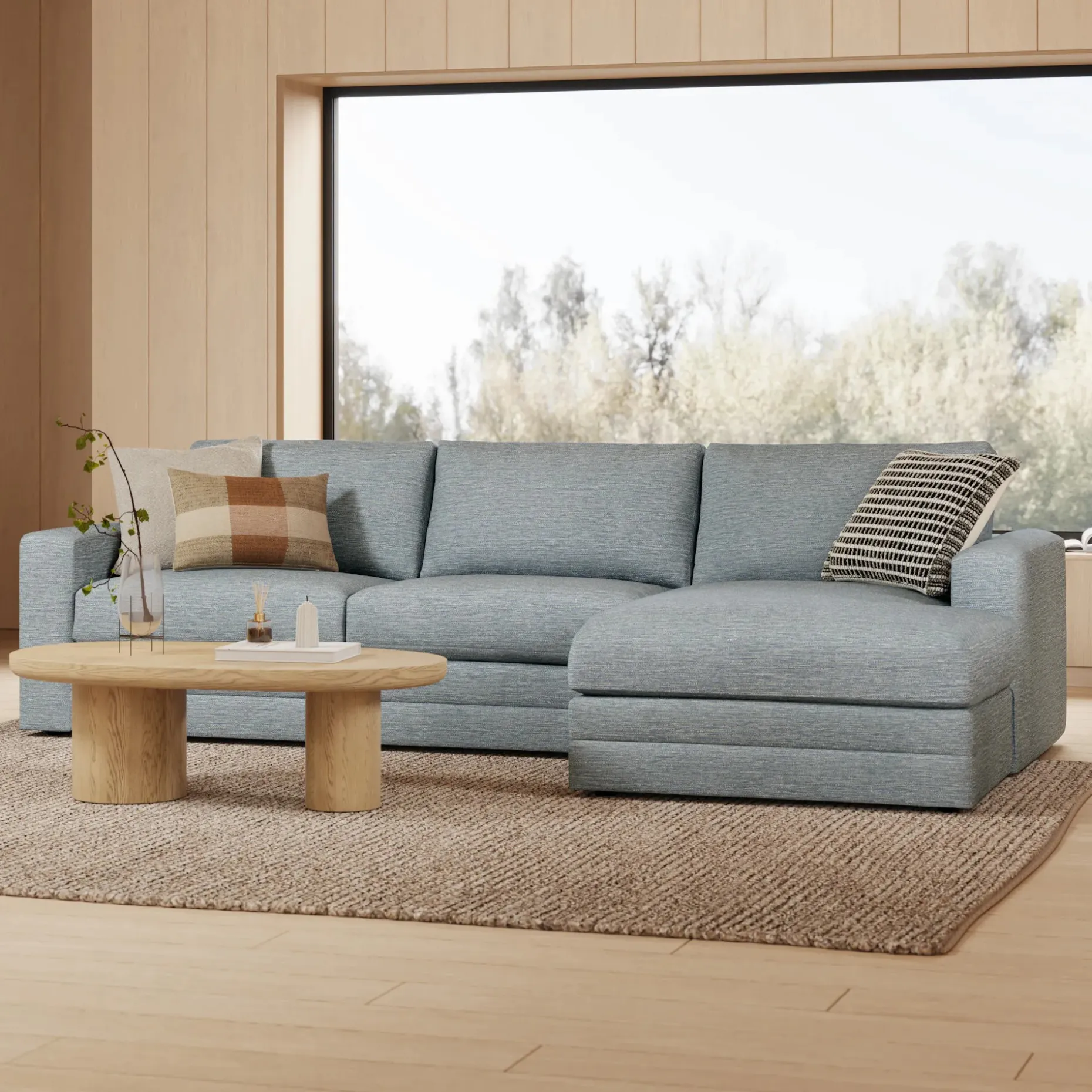 Riley 118.5" Right Sectional - Silver Light Blue
