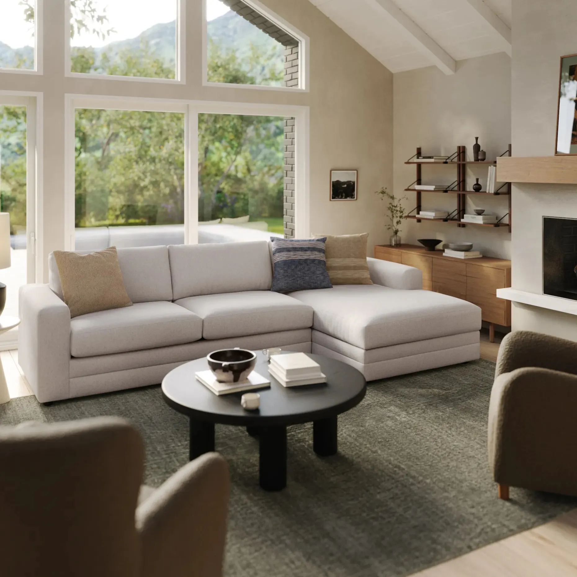 Riley 118" Right Storage Sleeper Sectional - Napa White