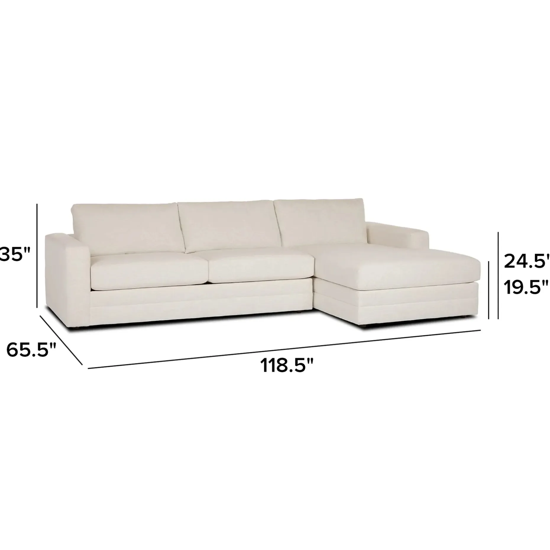 Riley 118" Right Storage Sleeper Sectional - Napa White