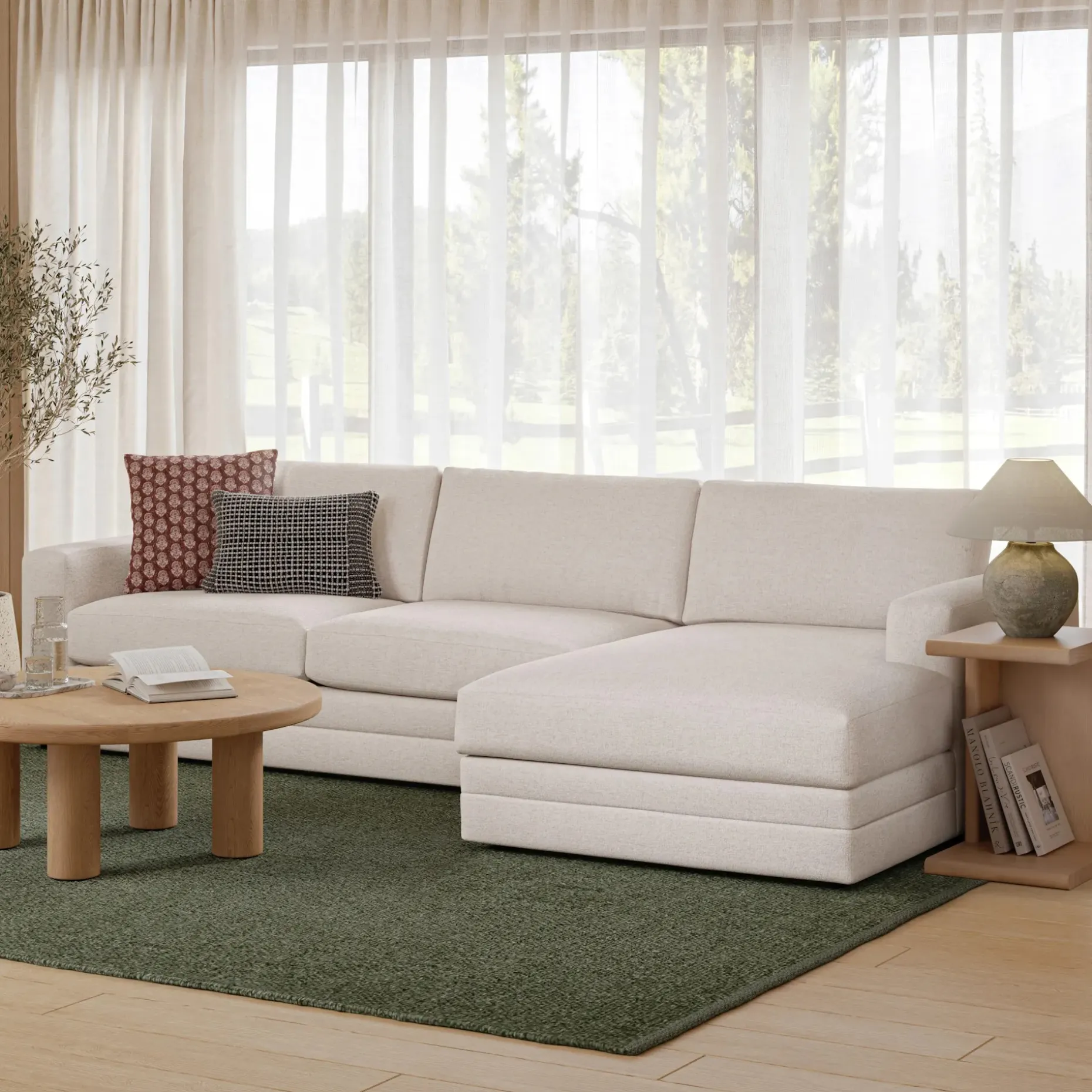 Riley 118" Right Storage Sleeper Sectional - Napa White