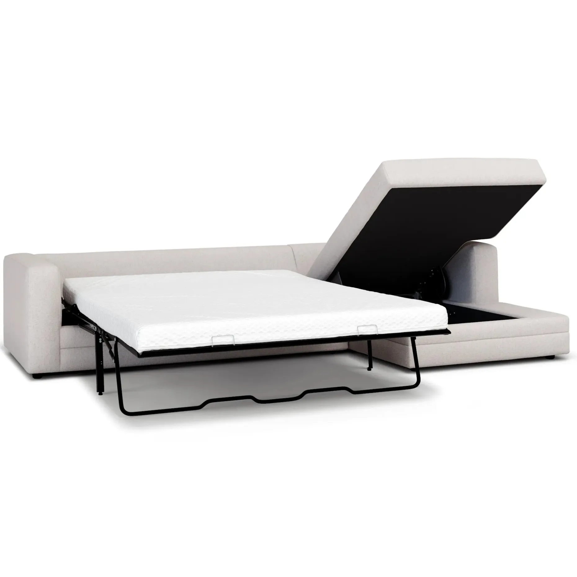 Riley 118" Right Storage Sleeper Sectional - Napa White