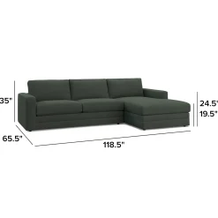 Riley 118" Right Storage Sleeper Sectional - Green Wool Bouclé