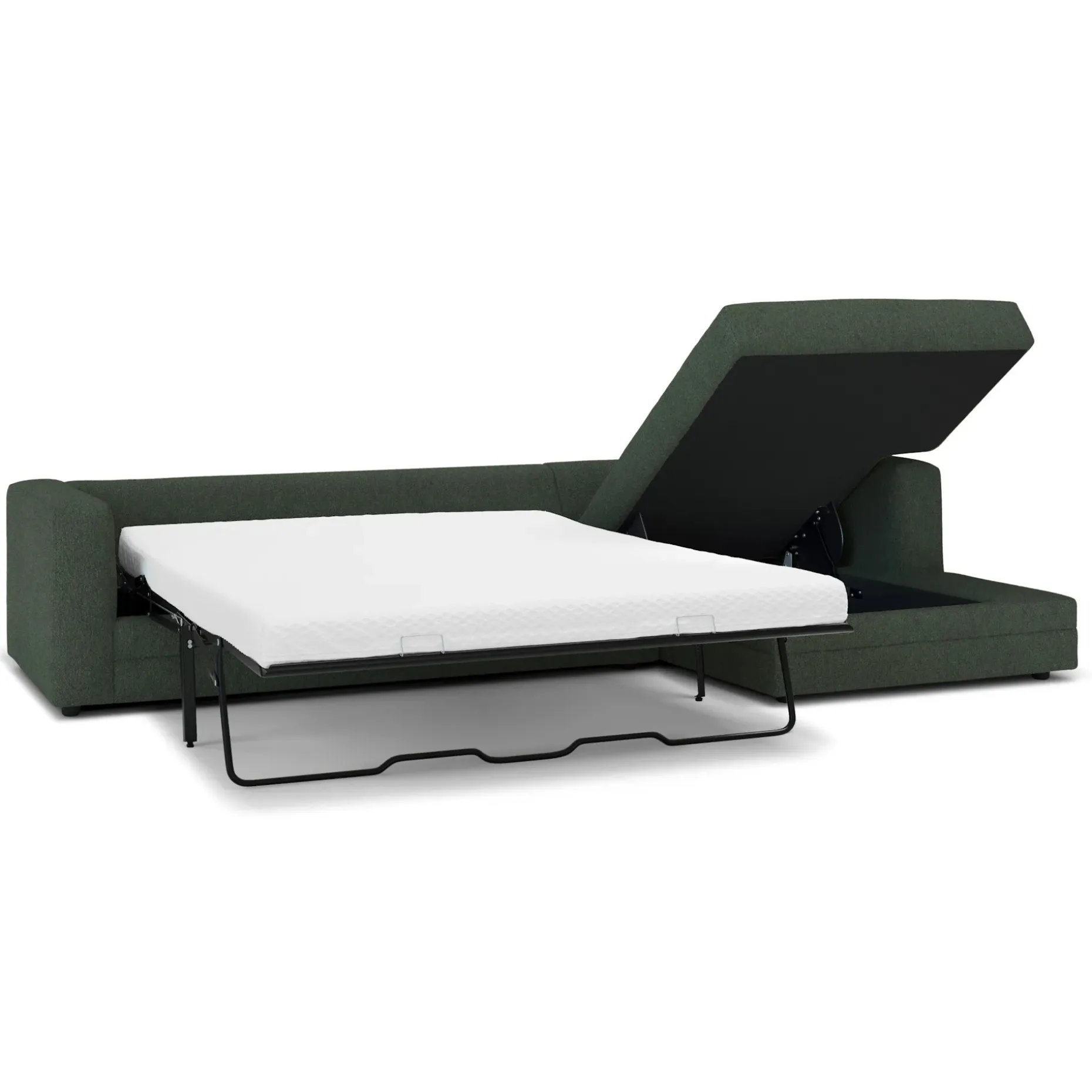 Riley 118" Right Storage Sleeper Sectional - Green Wool Bouclé