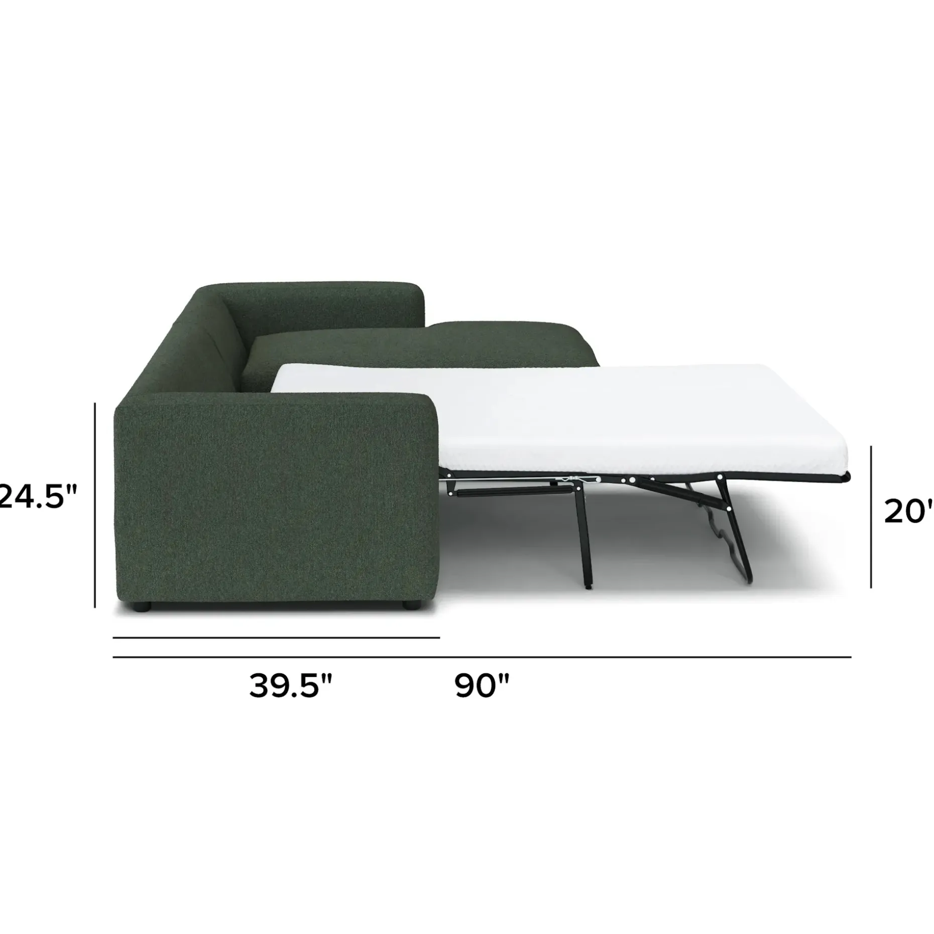 Riley 118" Right Storage Sleeper Sectional - Green Wool Bouclé