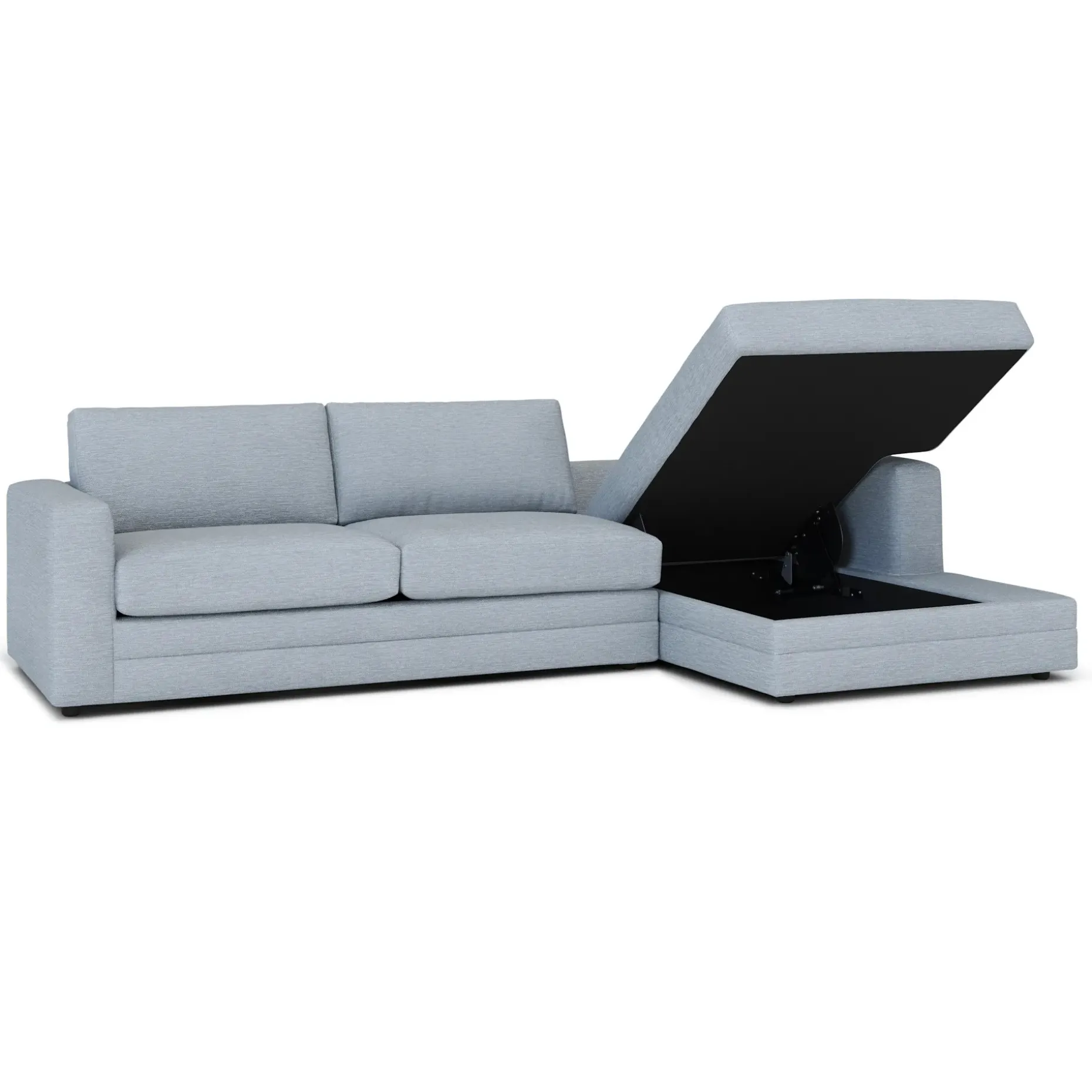 Riley 118" Right Storage Sleeper Sectional - Silver Light Blue