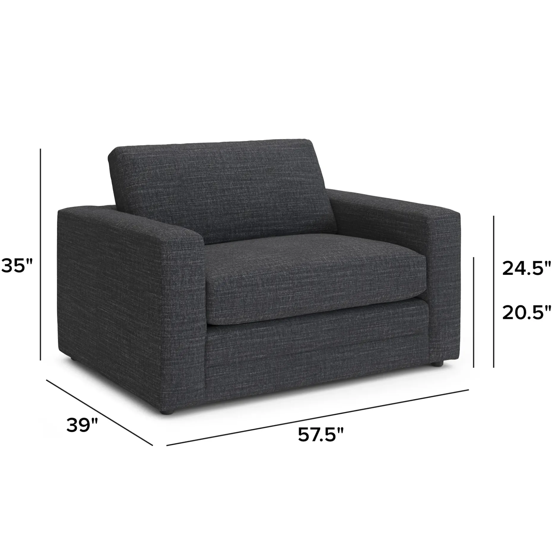 Riley 57.5" Sleeper Chair - Napa Charcoal