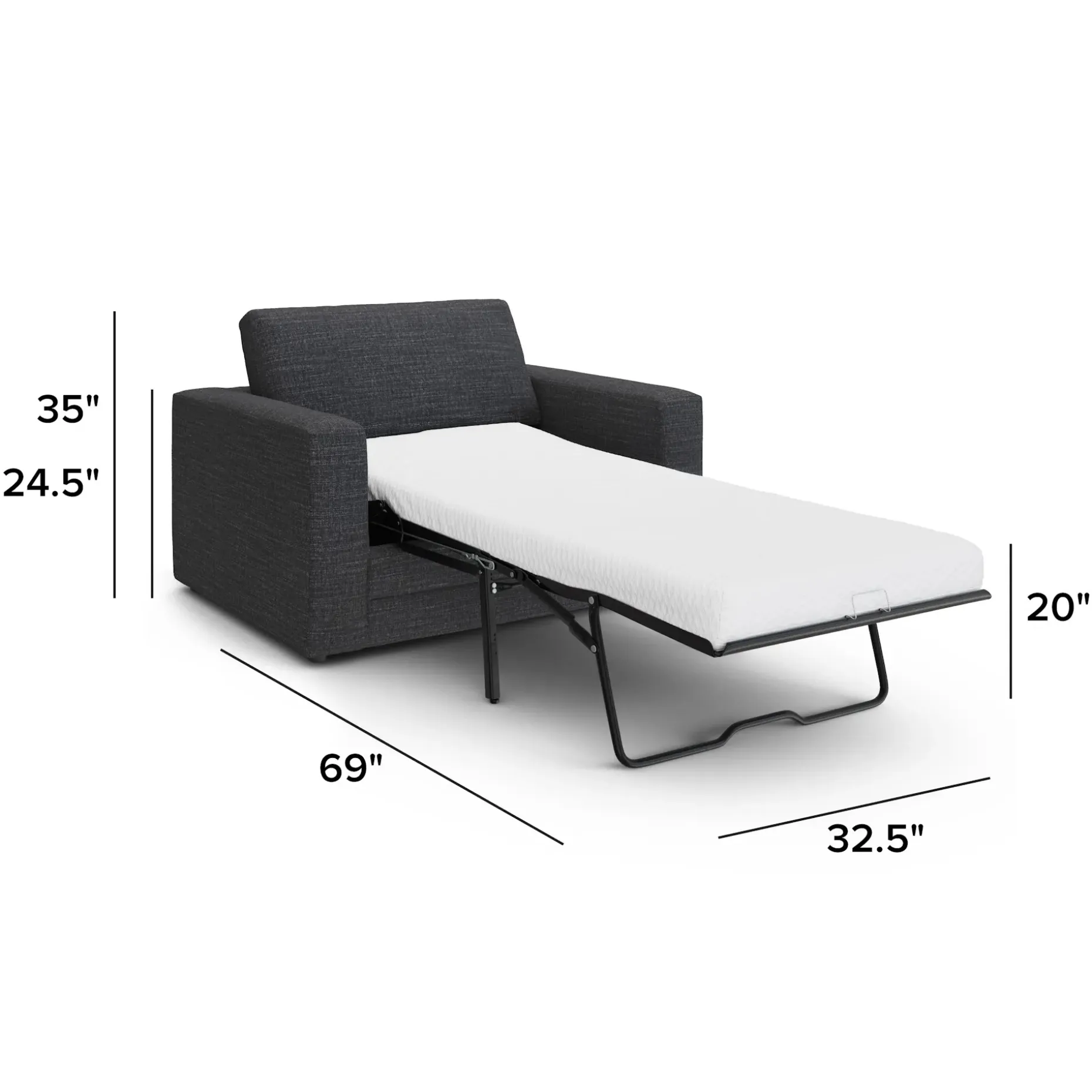 Riley 57.5" Sleeper Chair - Napa Charcoal