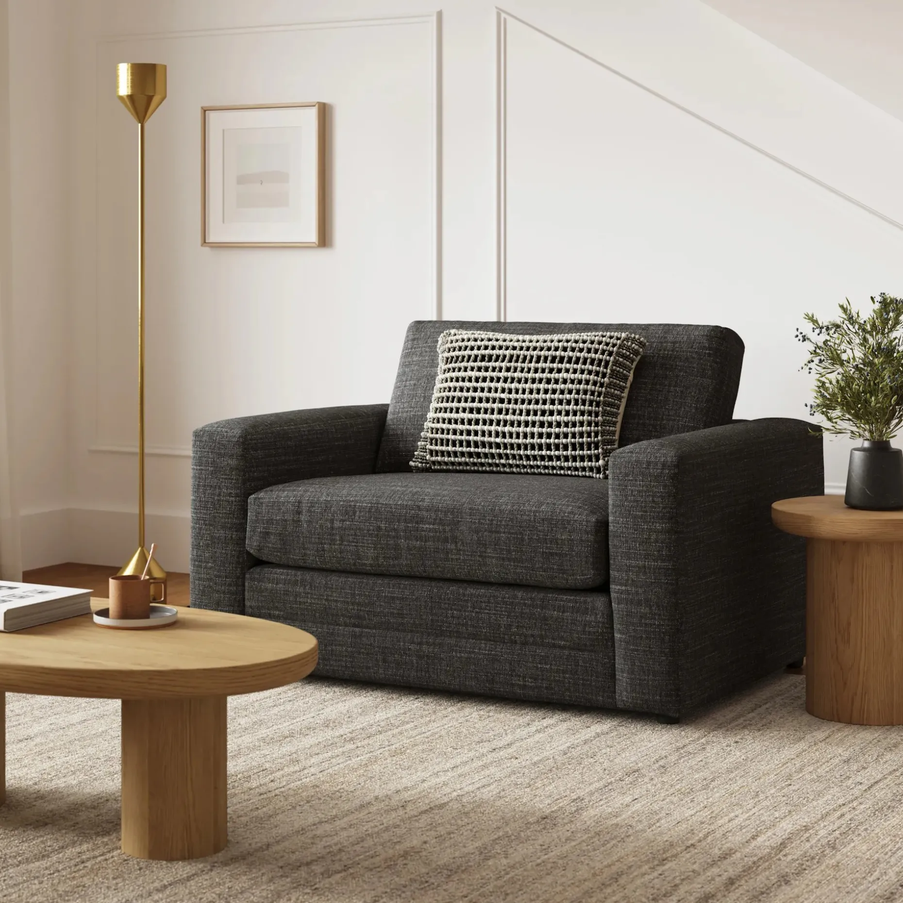 Riley 57.5" Sleeper Chair - Napa Charcoal