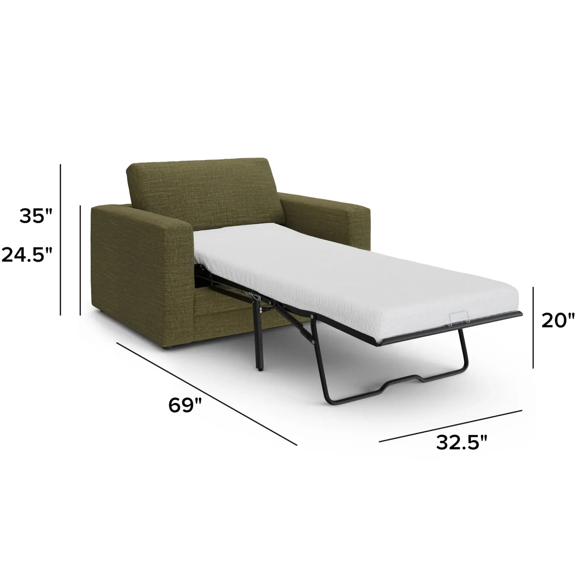 Riley 57.5" Sleeper Chair - Napa Moss