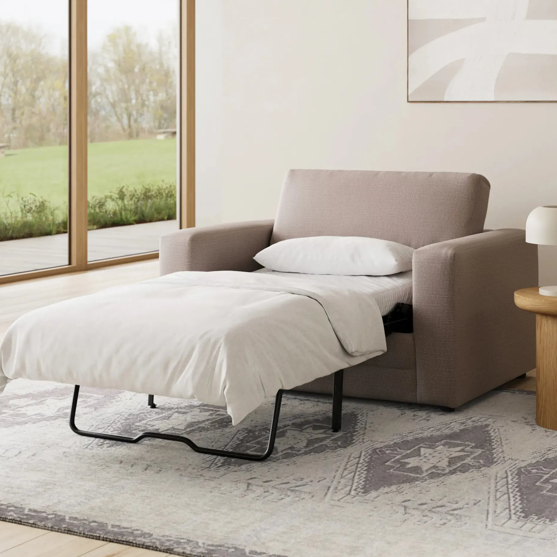 Riley 57.5" Sleeper Chair - Napa Quartz