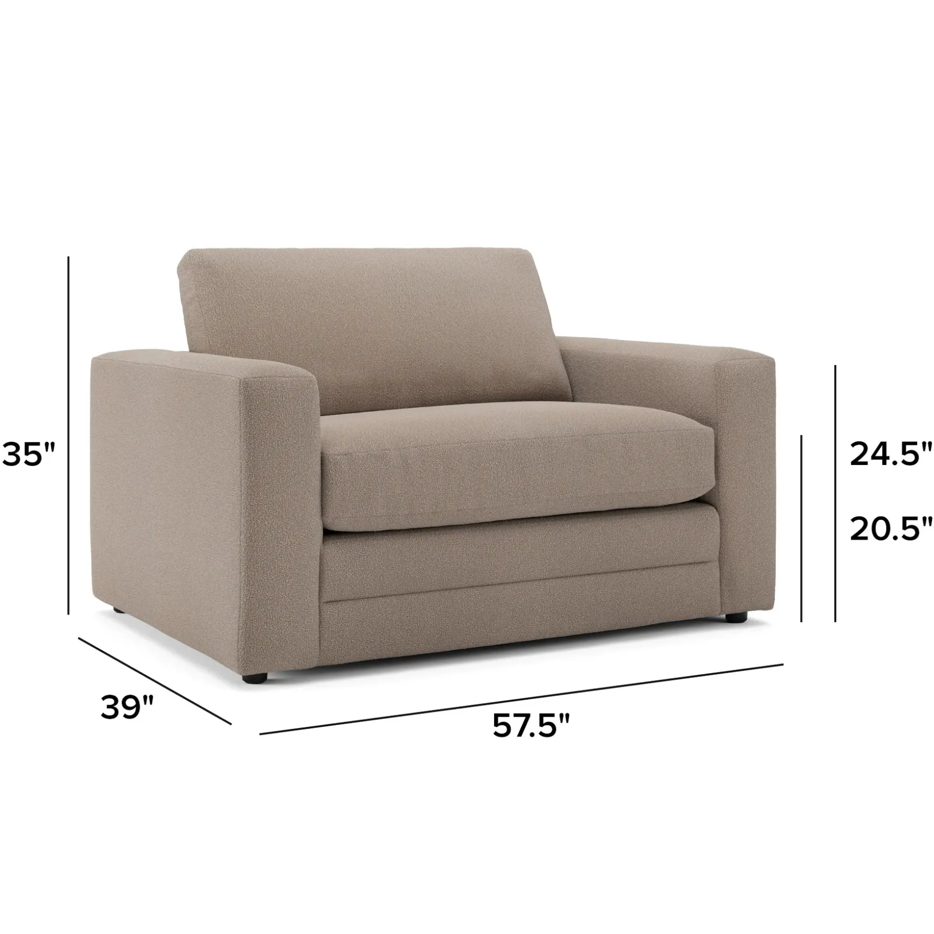 Riley 57.5" Sleeper Chair - Sandstone Wool Bouclé
