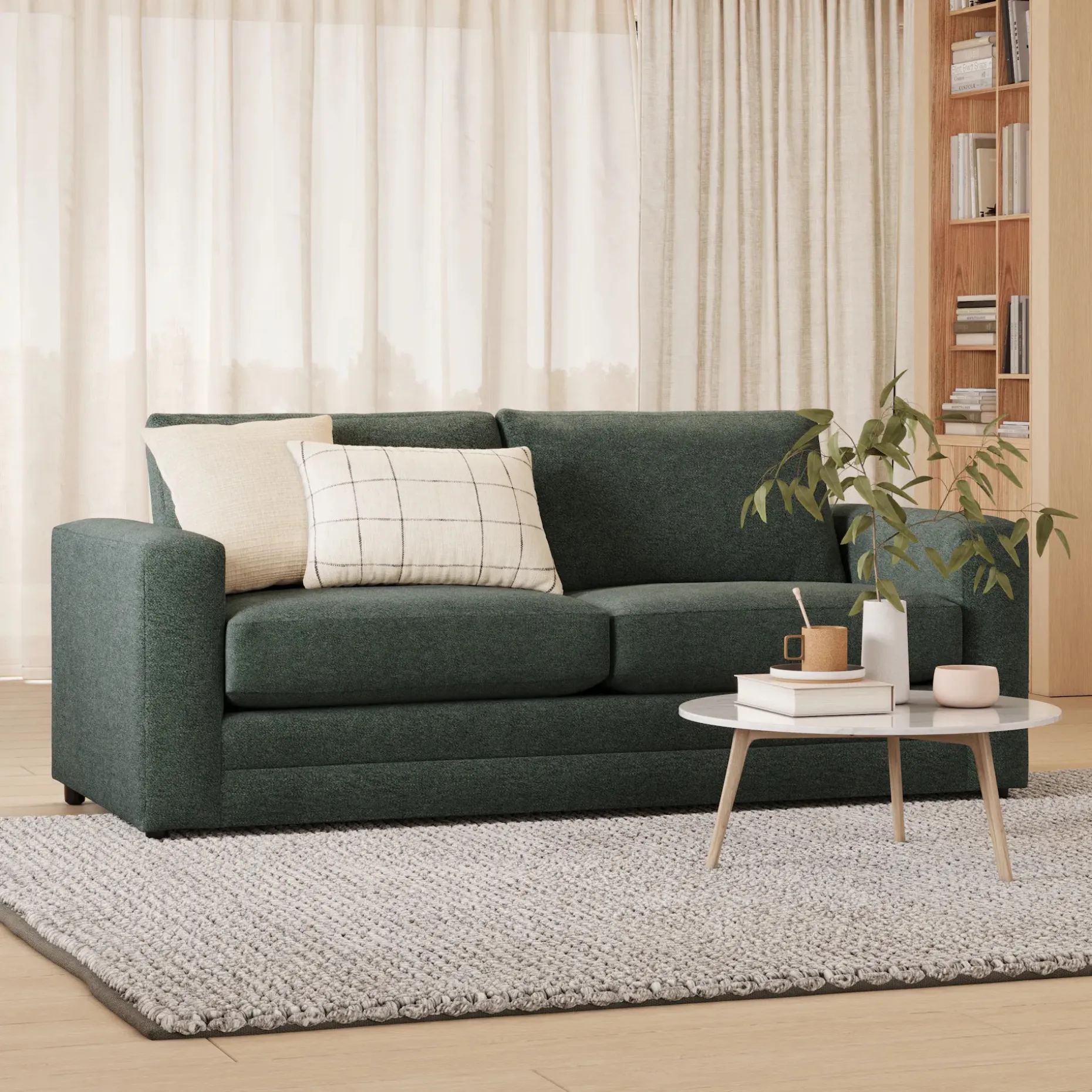 Riley 84" Sofa Bed - Green Wool Bouclé
