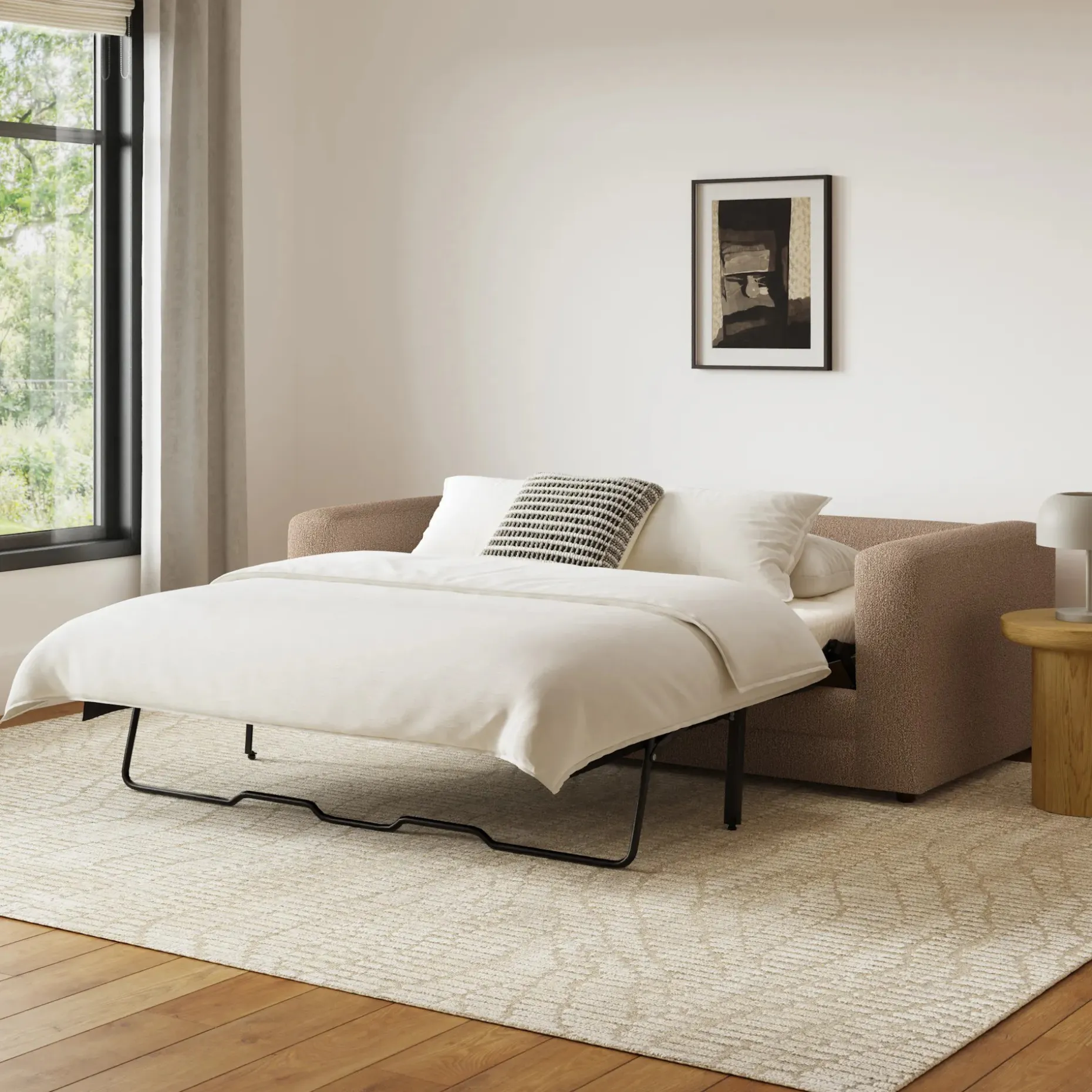 Riley 84" Sofa Bed - Sandstone Wool Bouclé