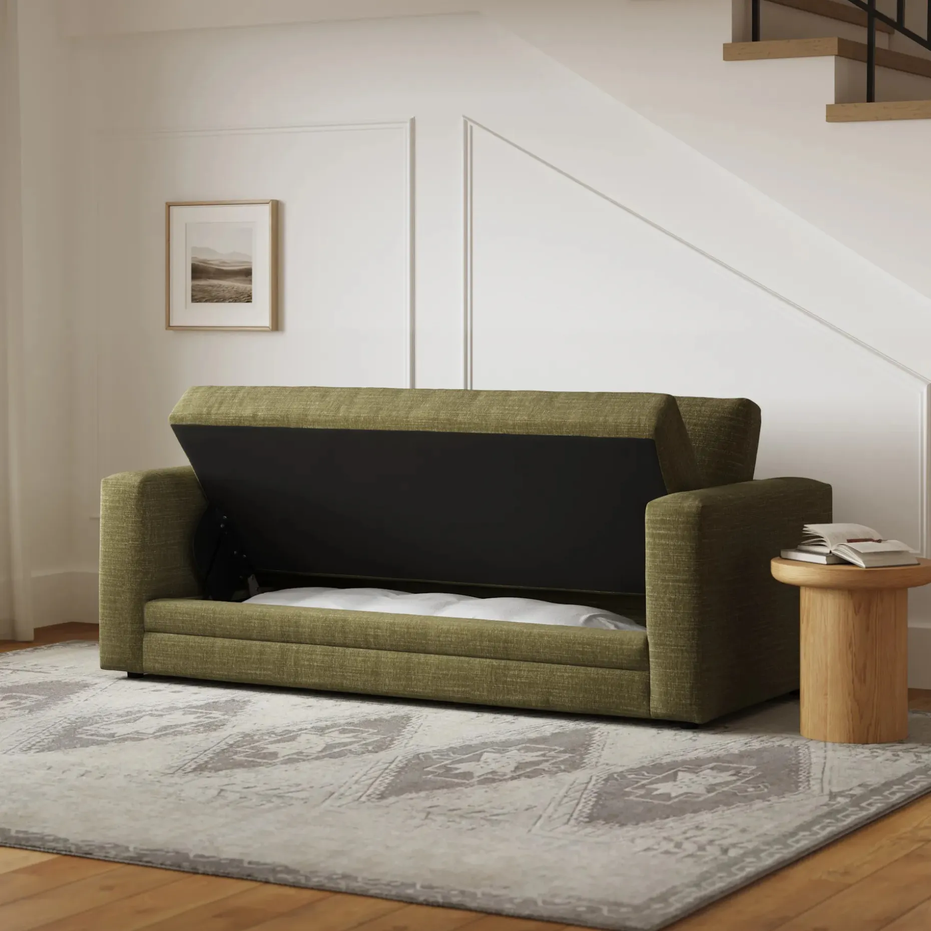 Riley 84" Storage Sofa - Napa Moss