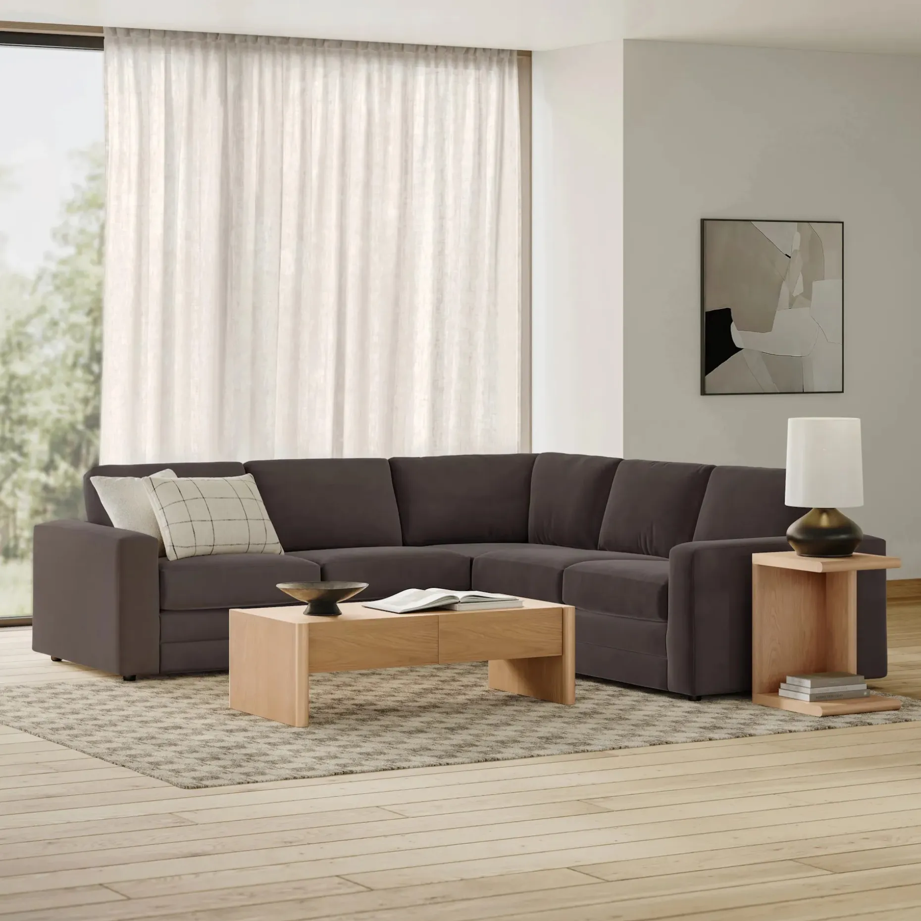 Riley 104" Velvet Corner Sectional - Hale Warm Gray