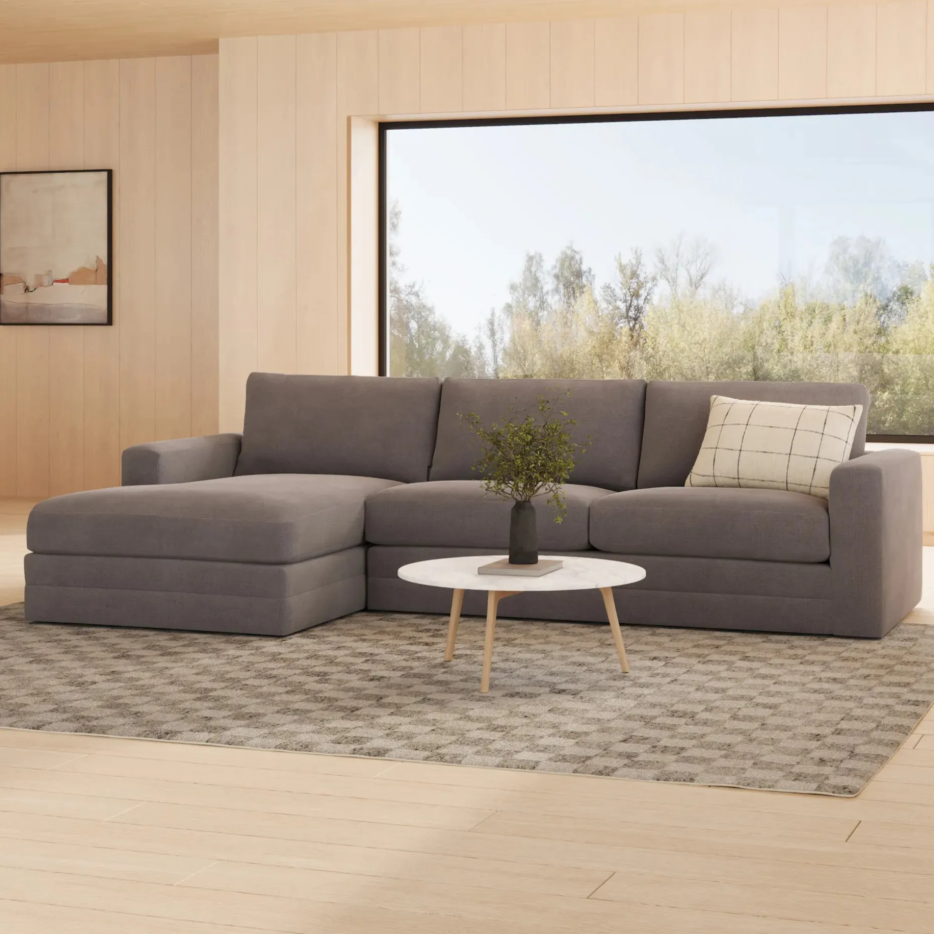Riley 118.5" Velvet Left Sectional - Hale Warm Gray