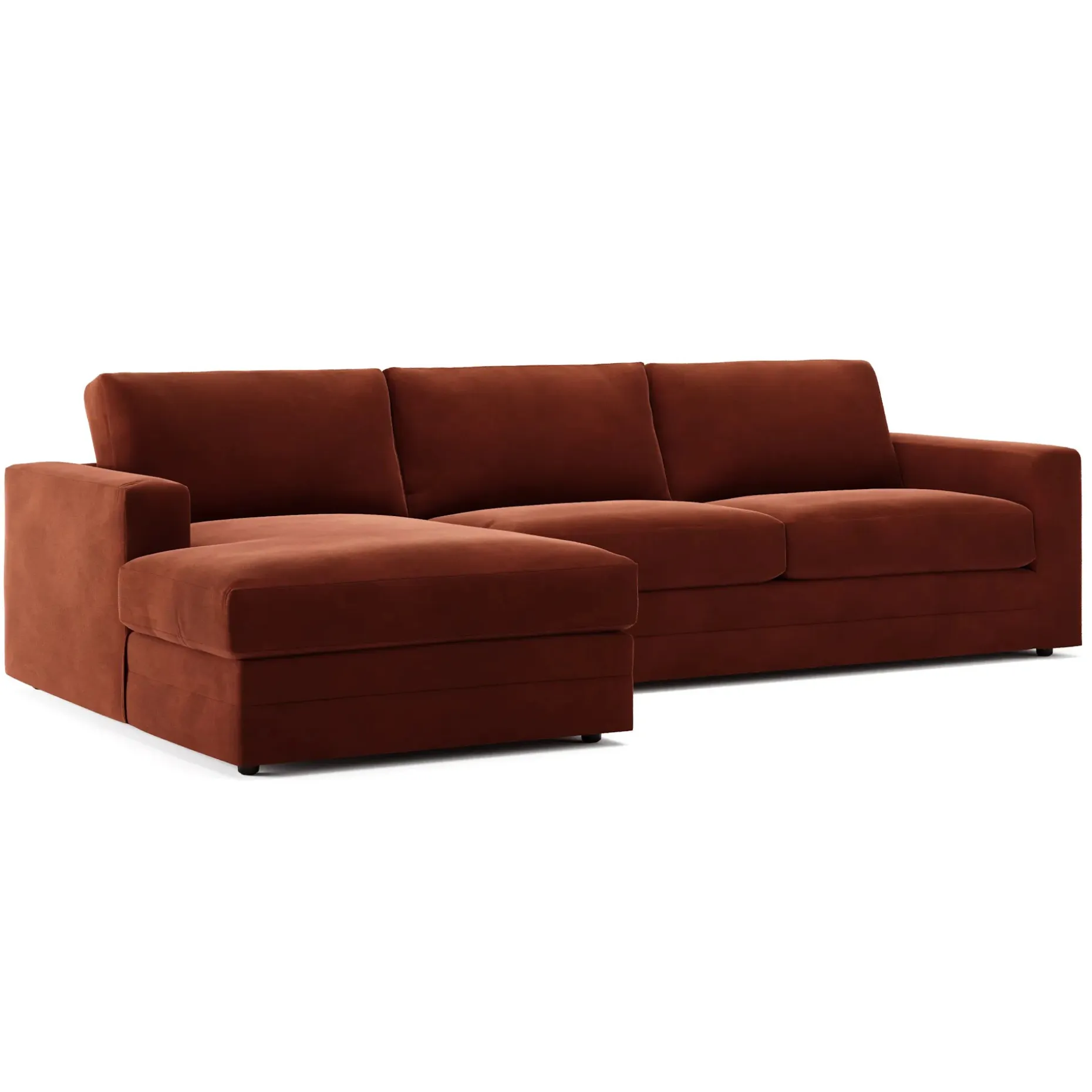 Riley 118.5" Velvet Left Sectional - Hale Rust