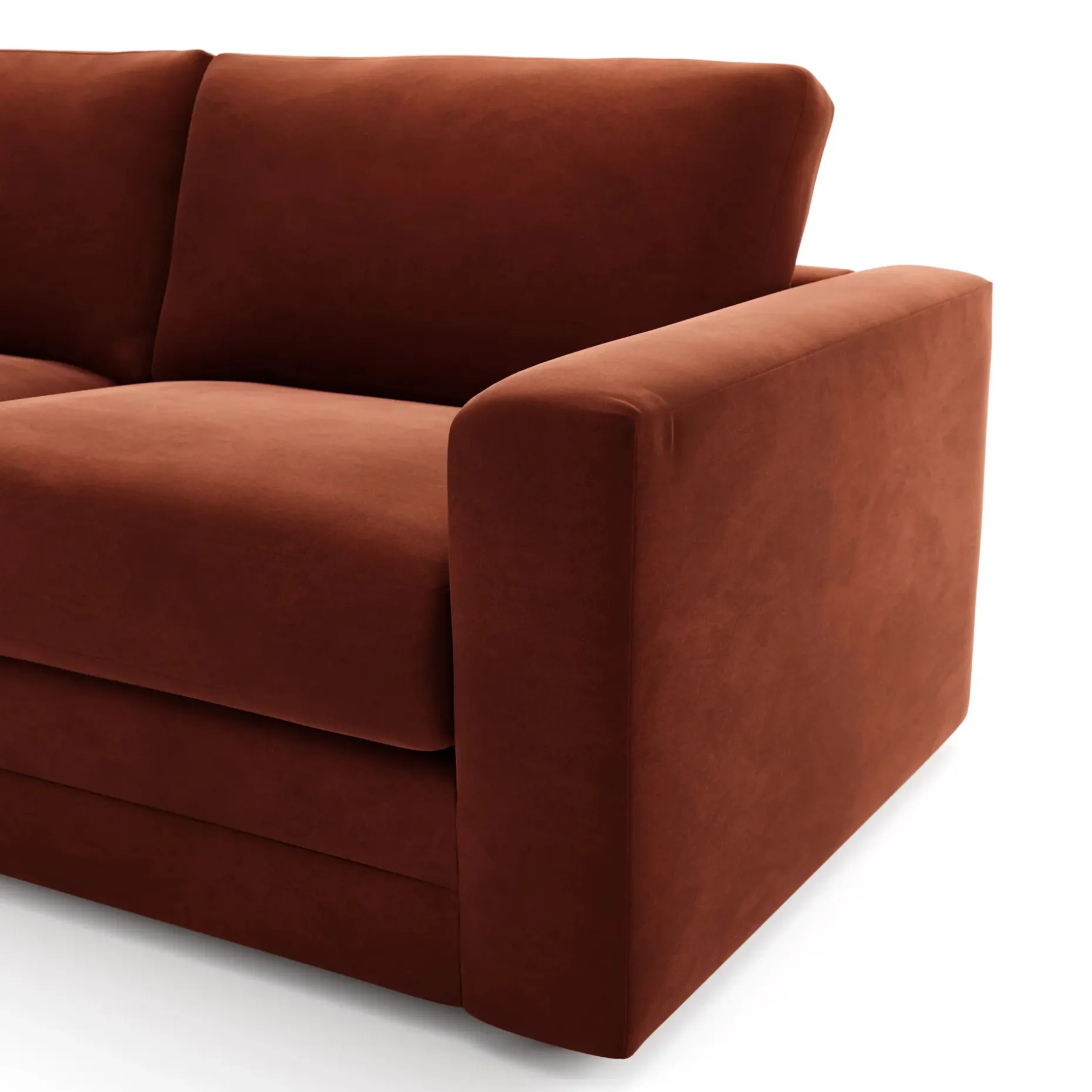 Riley 118.5" Velvet Left Sectional - Hale Rust