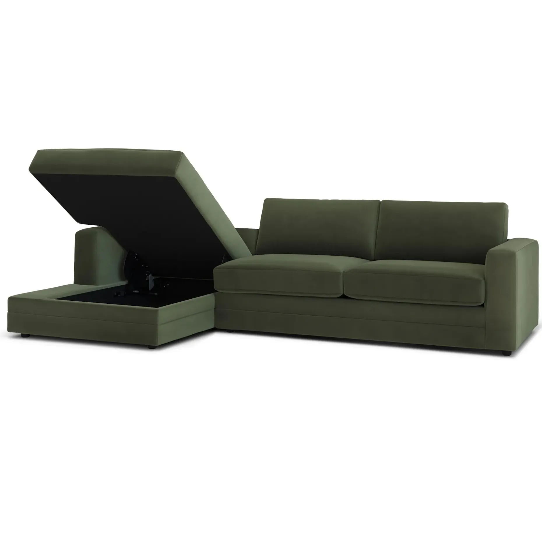 Riley 118" Velvet Left Storage Sleeper Sectional - Hale Fir Green