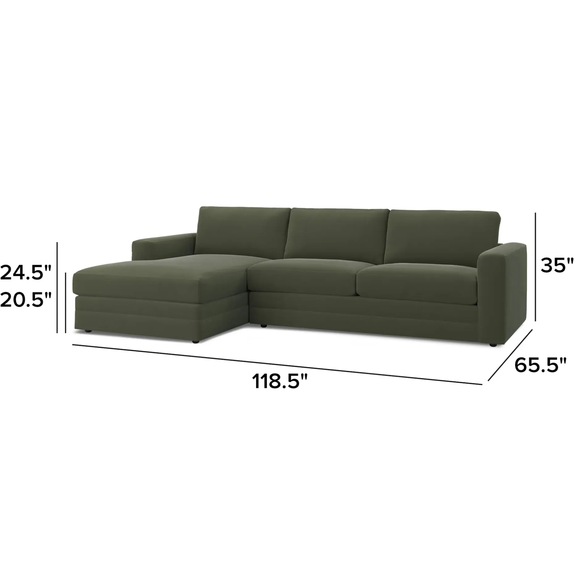Riley 118" Velvet Left Storage Sleeper Sectional - Hale Fir Green