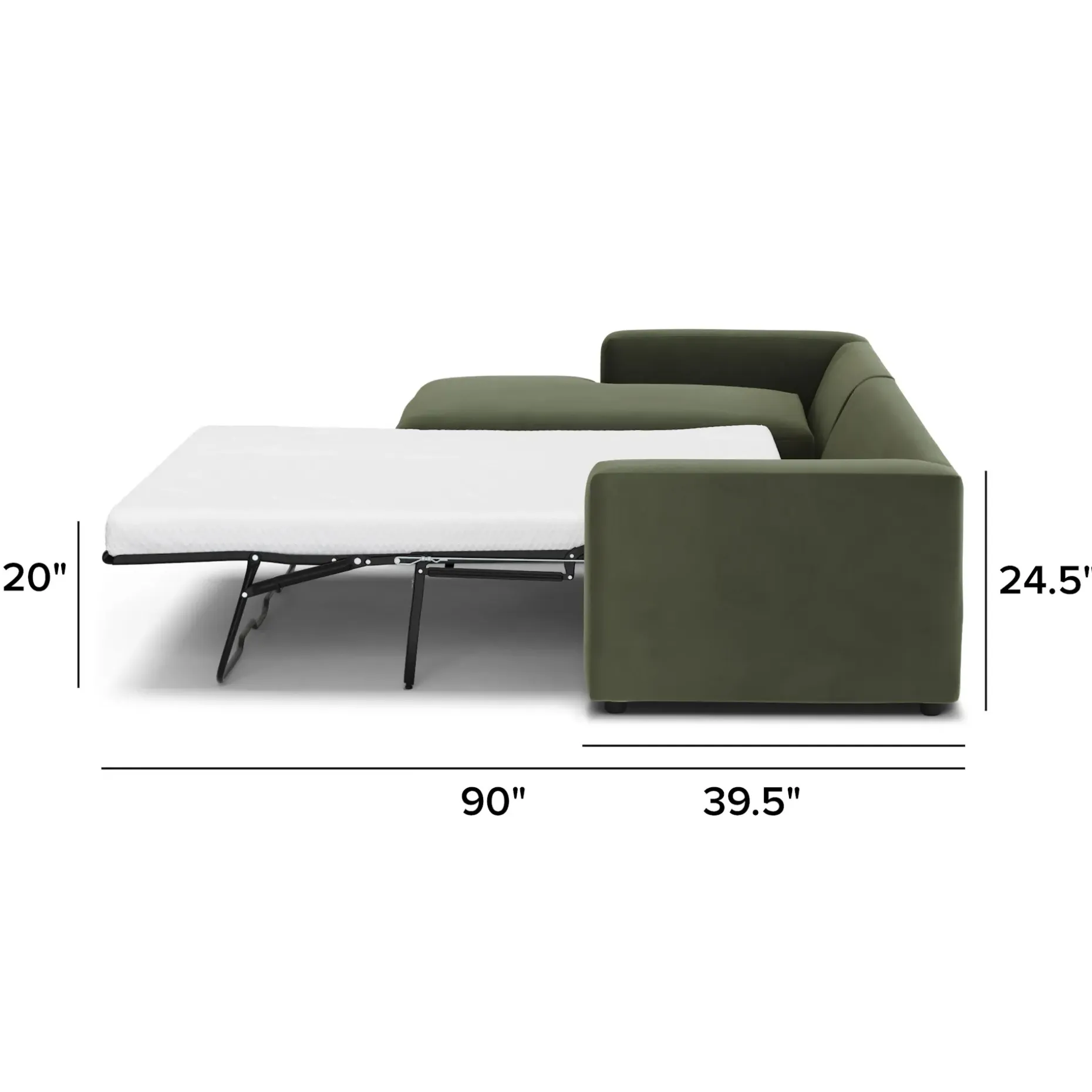 Riley 118" Velvet Left Storage Sleeper Sectional - Hale Fir Green