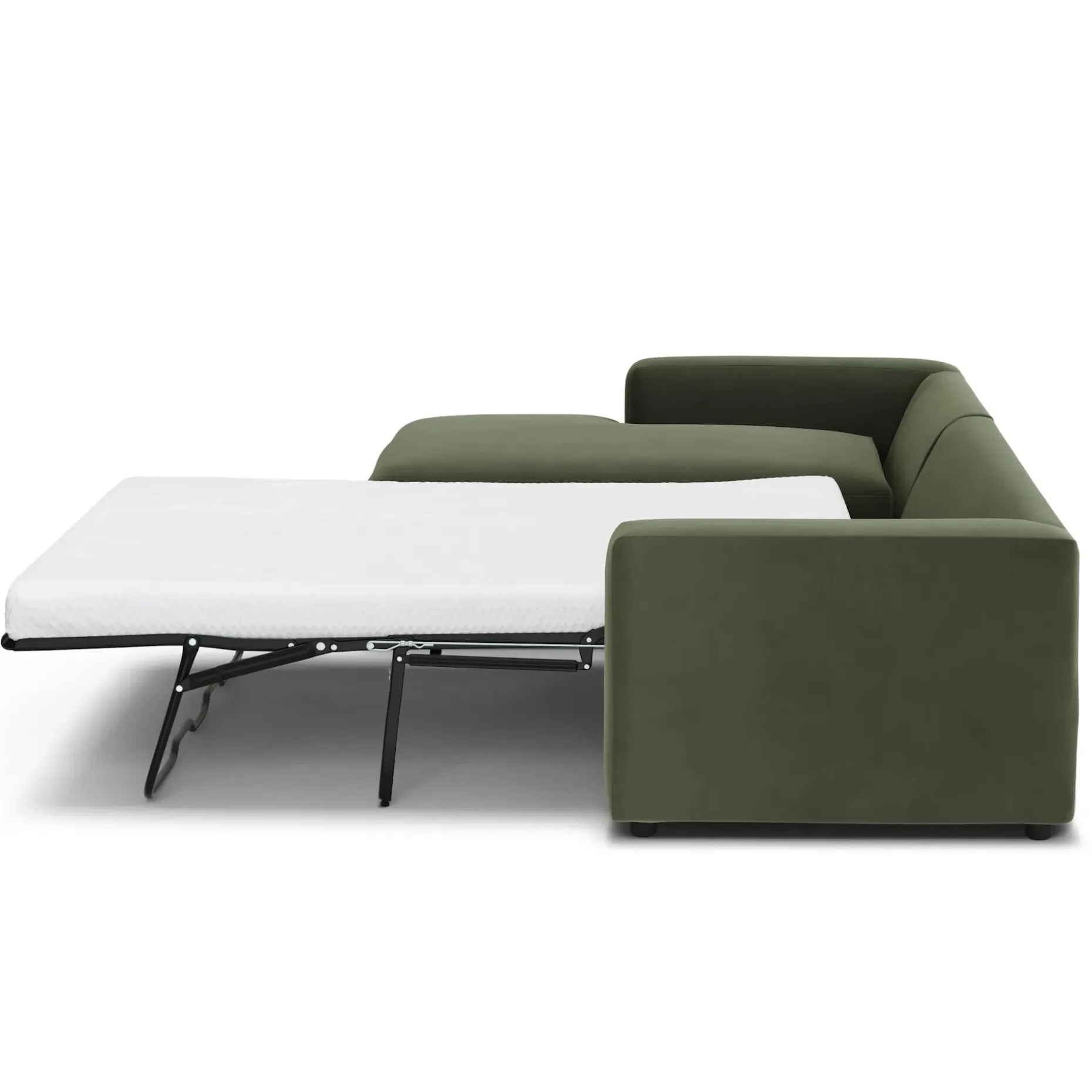 Riley 118" Velvet Left Storage Sleeper Sectional - Hale Fir Green