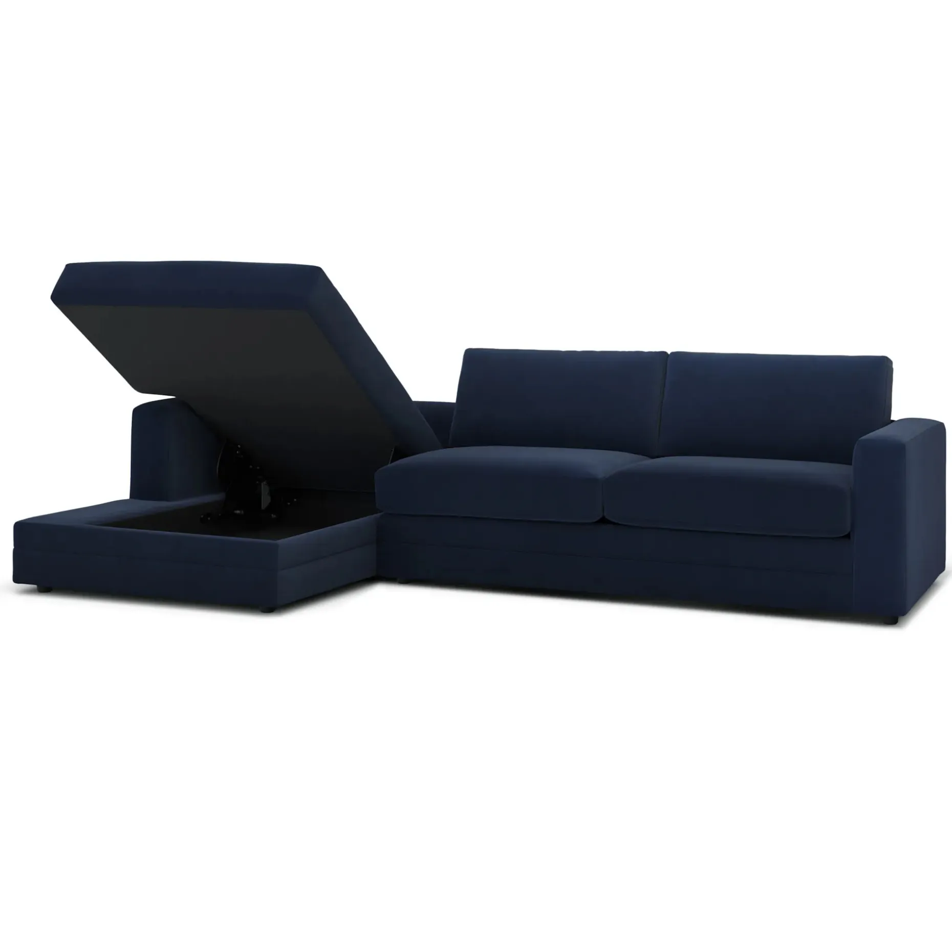 Riley 118" Velvet Left Storage Sleeper Sectional - Hale Ink