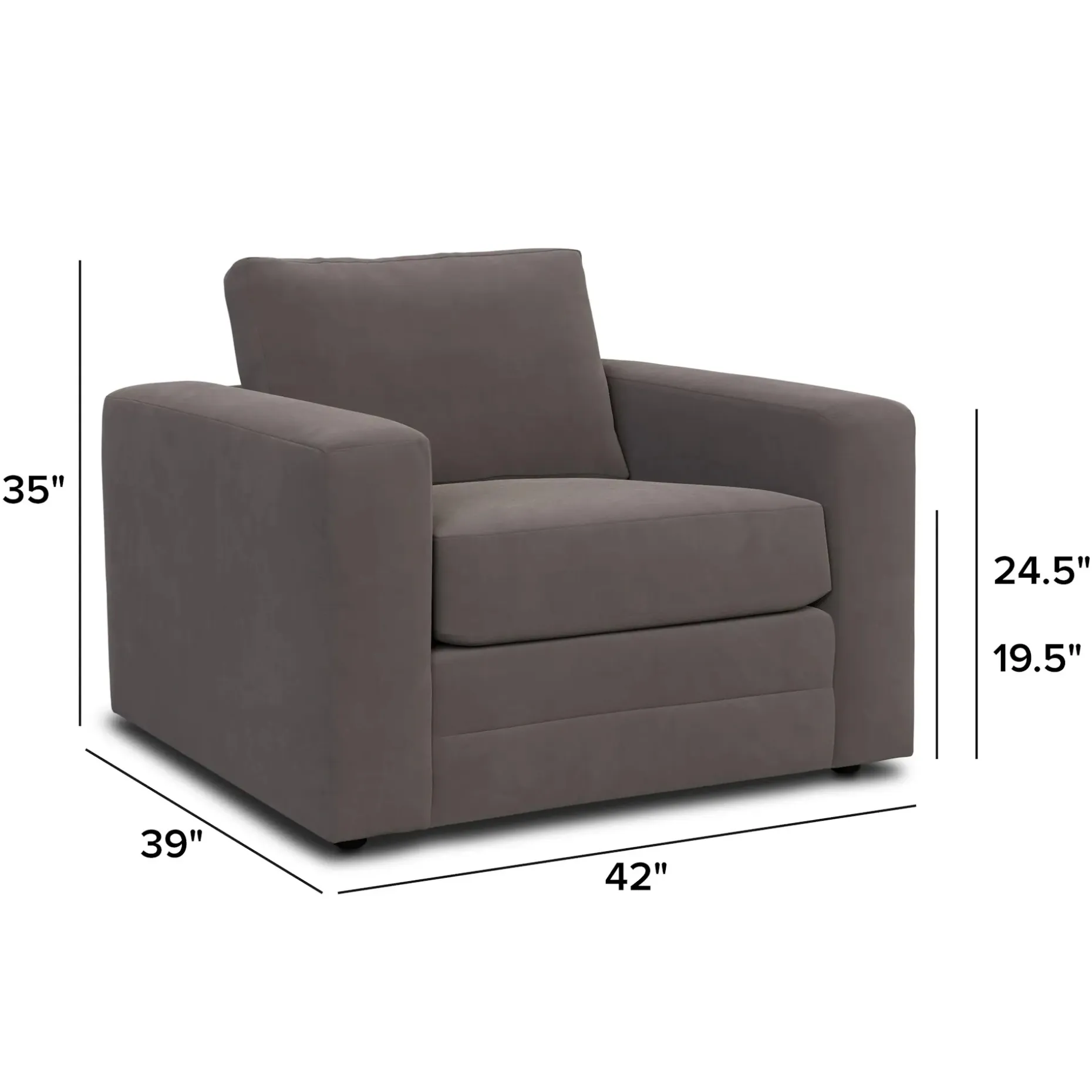 Riley 42" Velvet Lounge Chair - Hale Warm Gray