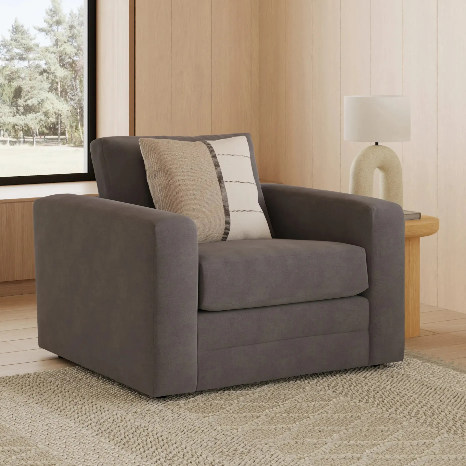 Riley 42" Velvet Lounge Chair - Hale Warm Gray