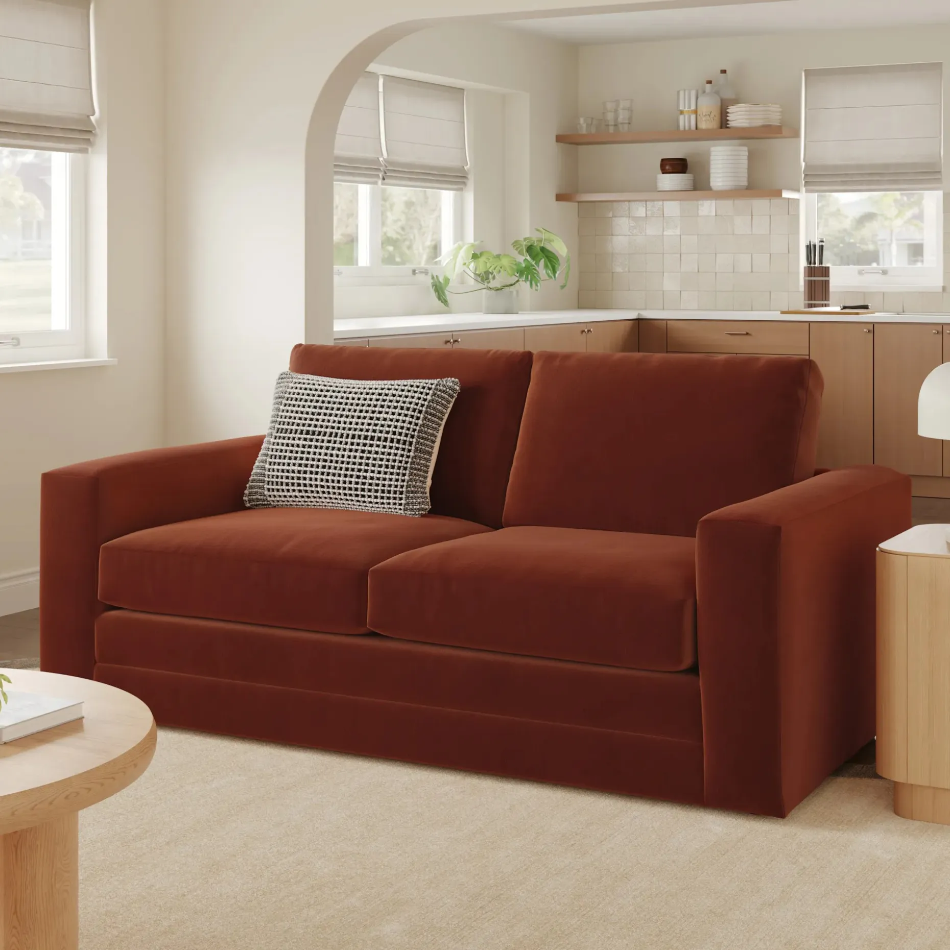 Riley 74" Velvet Loveseat - Hale Rust