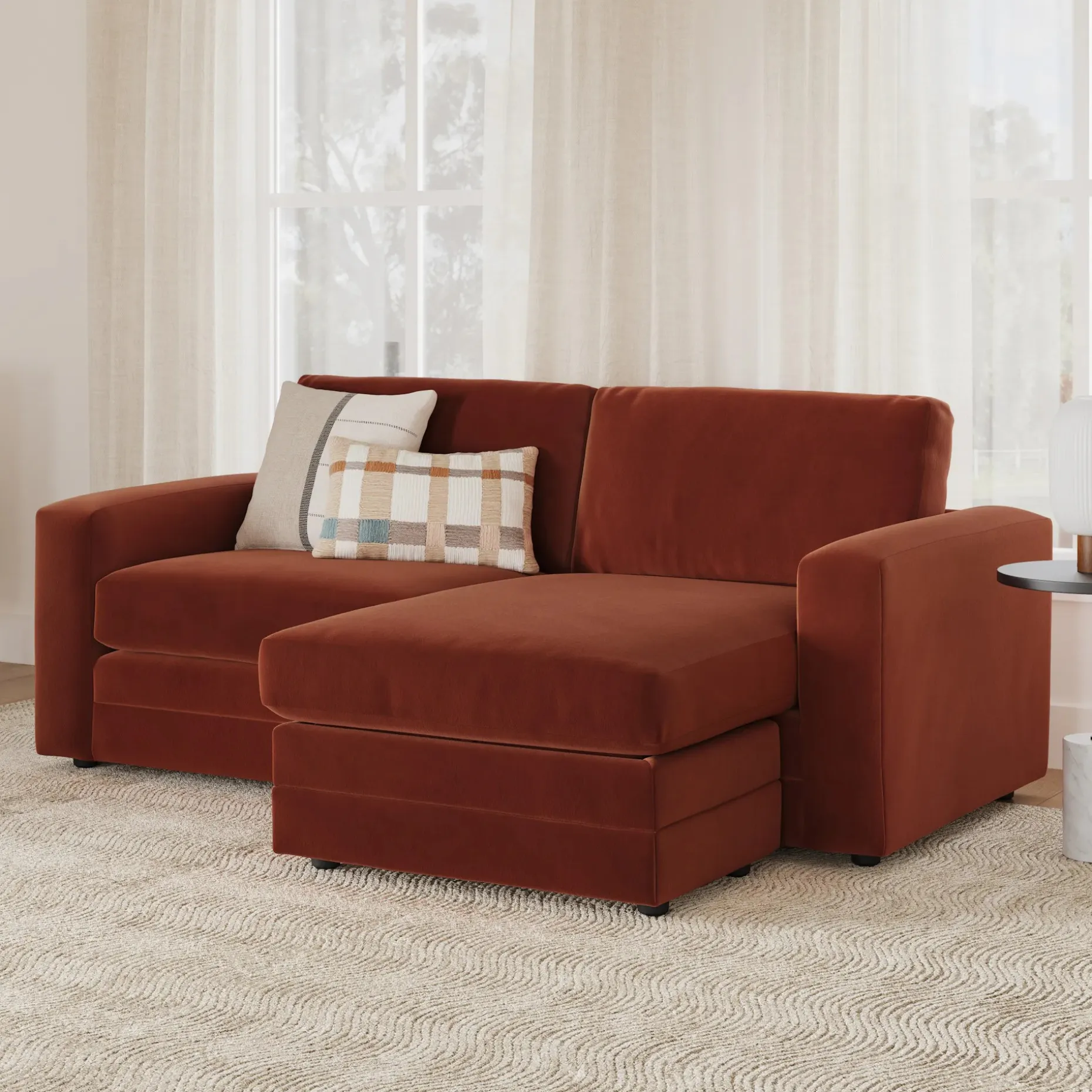 Riley 84" Velvet Reversible Storage Sectional - Hale Rust