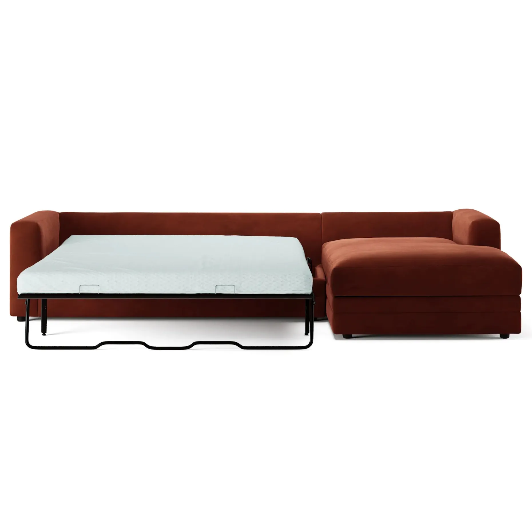 Riley 118" Velvet Right Storage Sleeper Sectional - Hale Rust