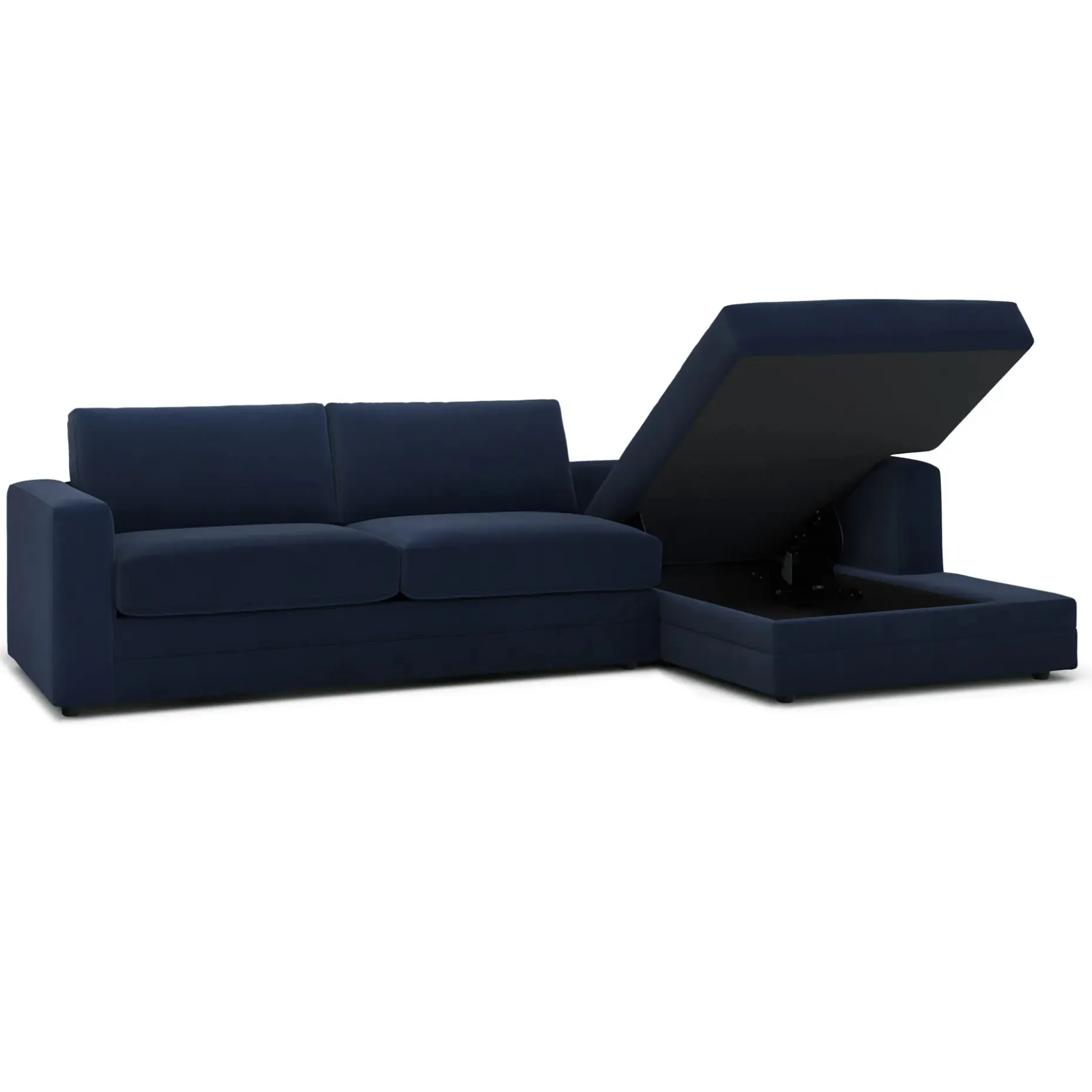 Riley 118" Velvet Right Storage Sleeper Sectional - Hale Ink