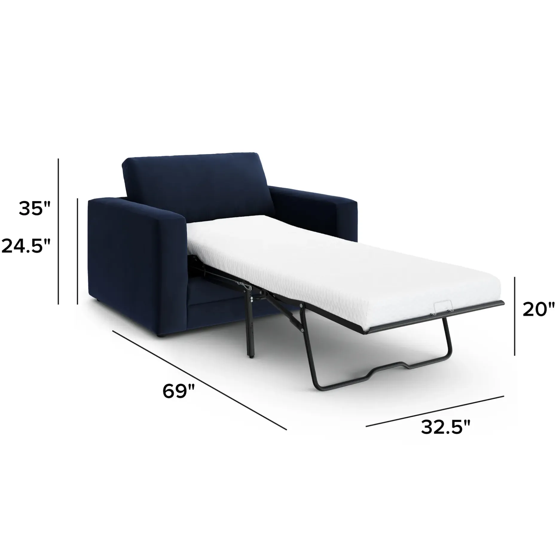Riley 57.5" Velvet Sleeper Chair - Hale Ink