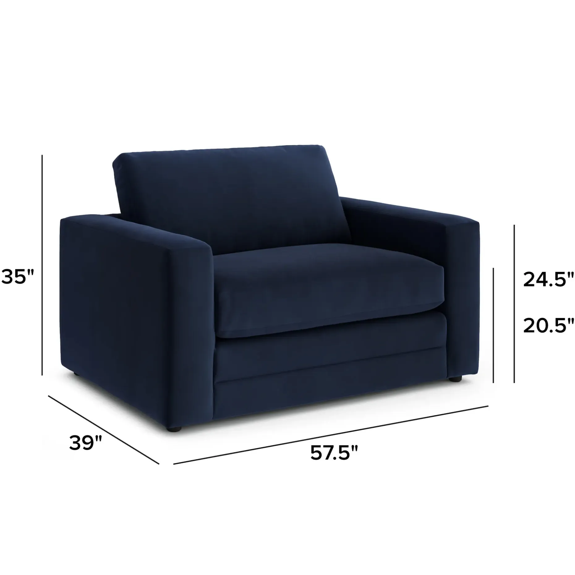 Riley 57.5" Velvet Sleeper Chair - Hale Ink