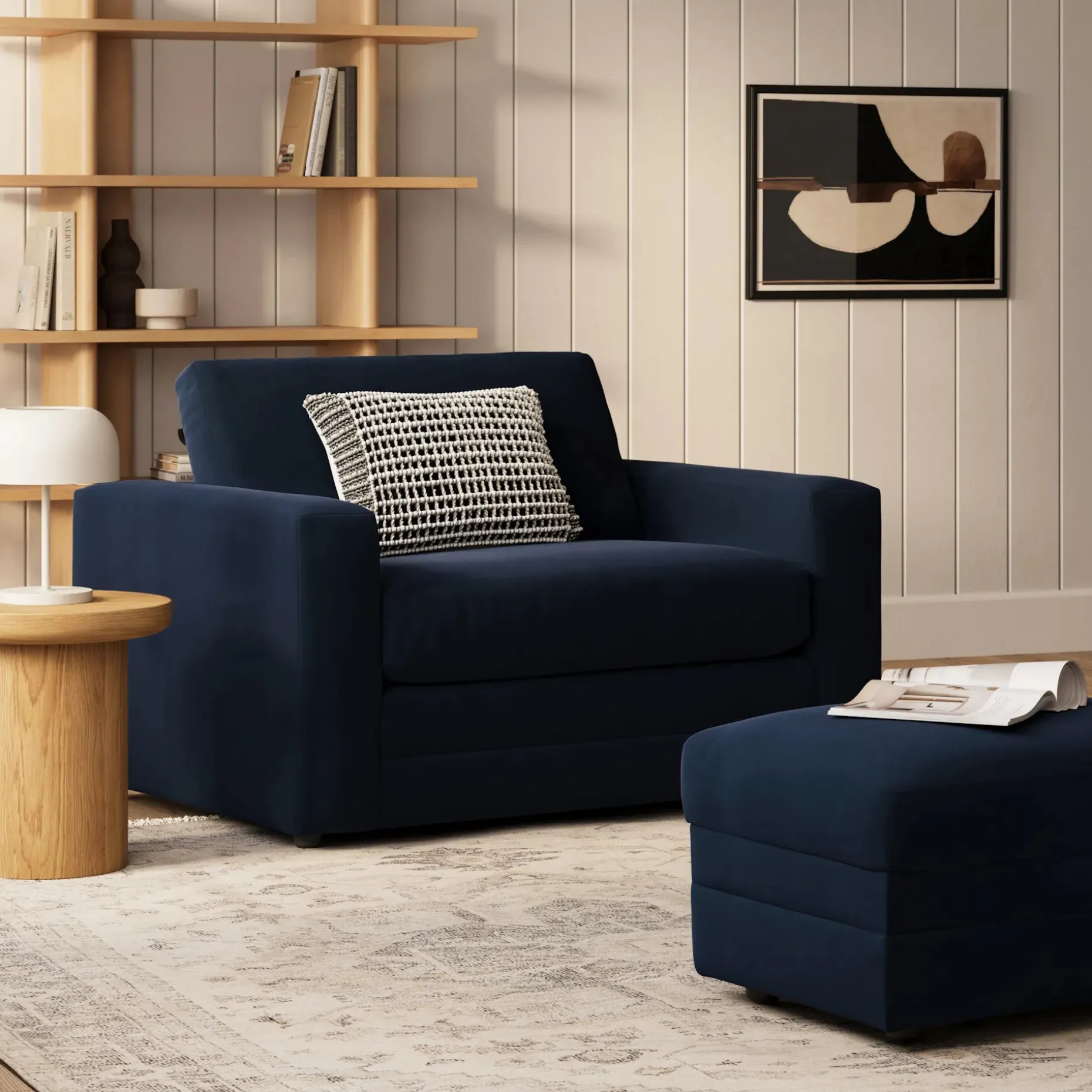Riley 57.5" Velvet Sleeper Chair - Hale Ink