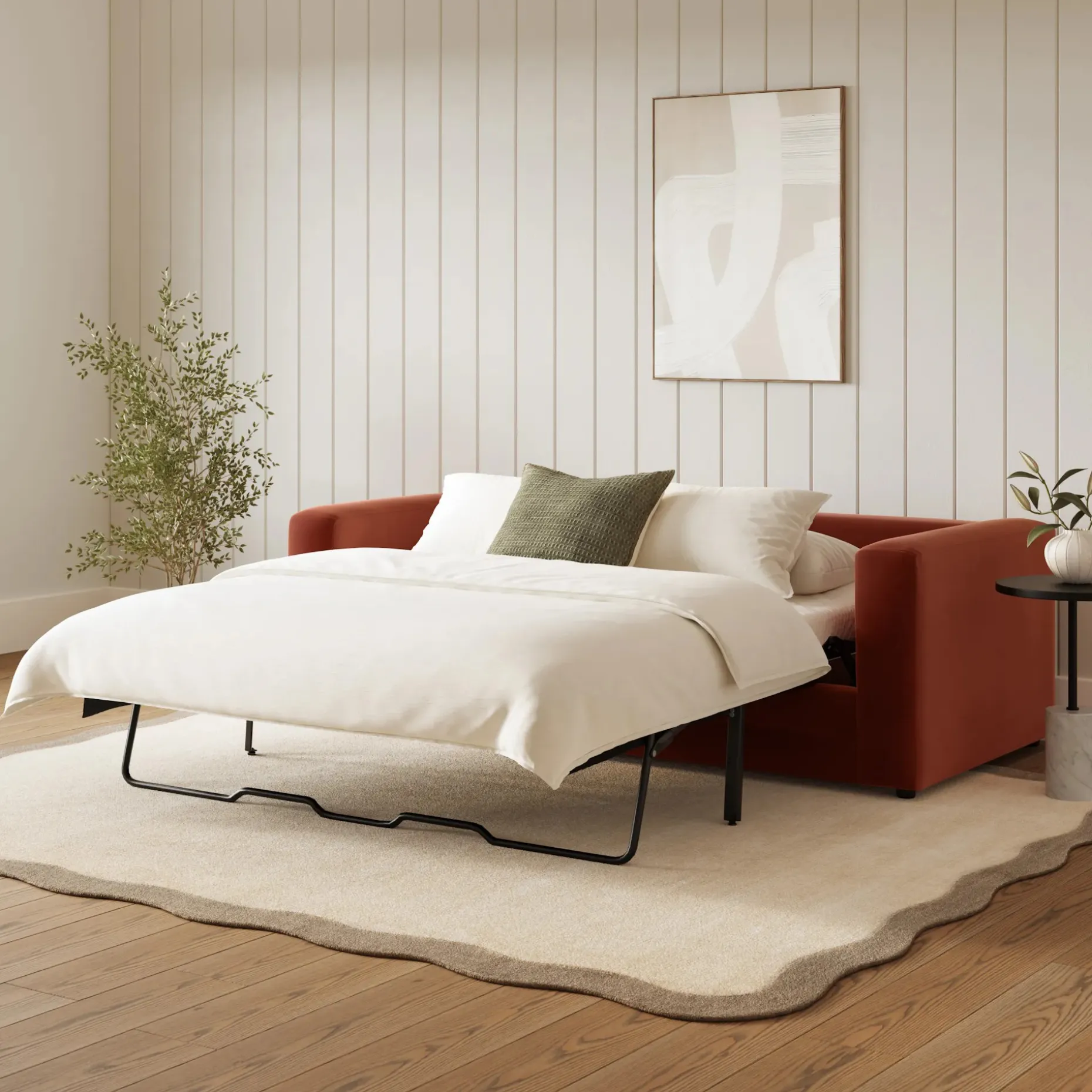 Riley 84" Velvet Sofa Bed - Hale Rust