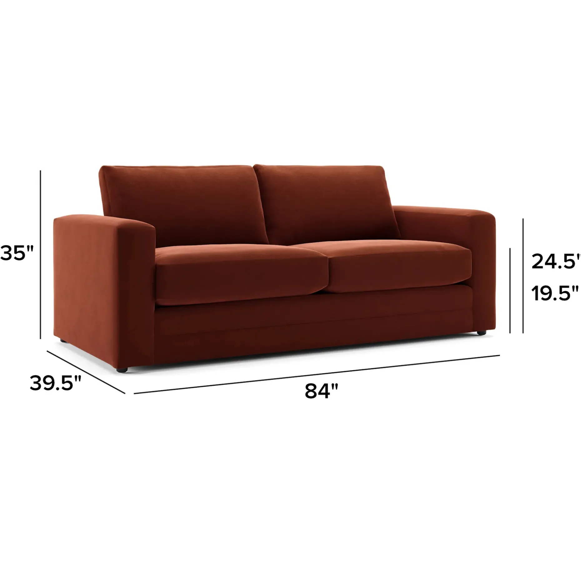 Riley 84" Velvet Sofa Bed - Hale Rust