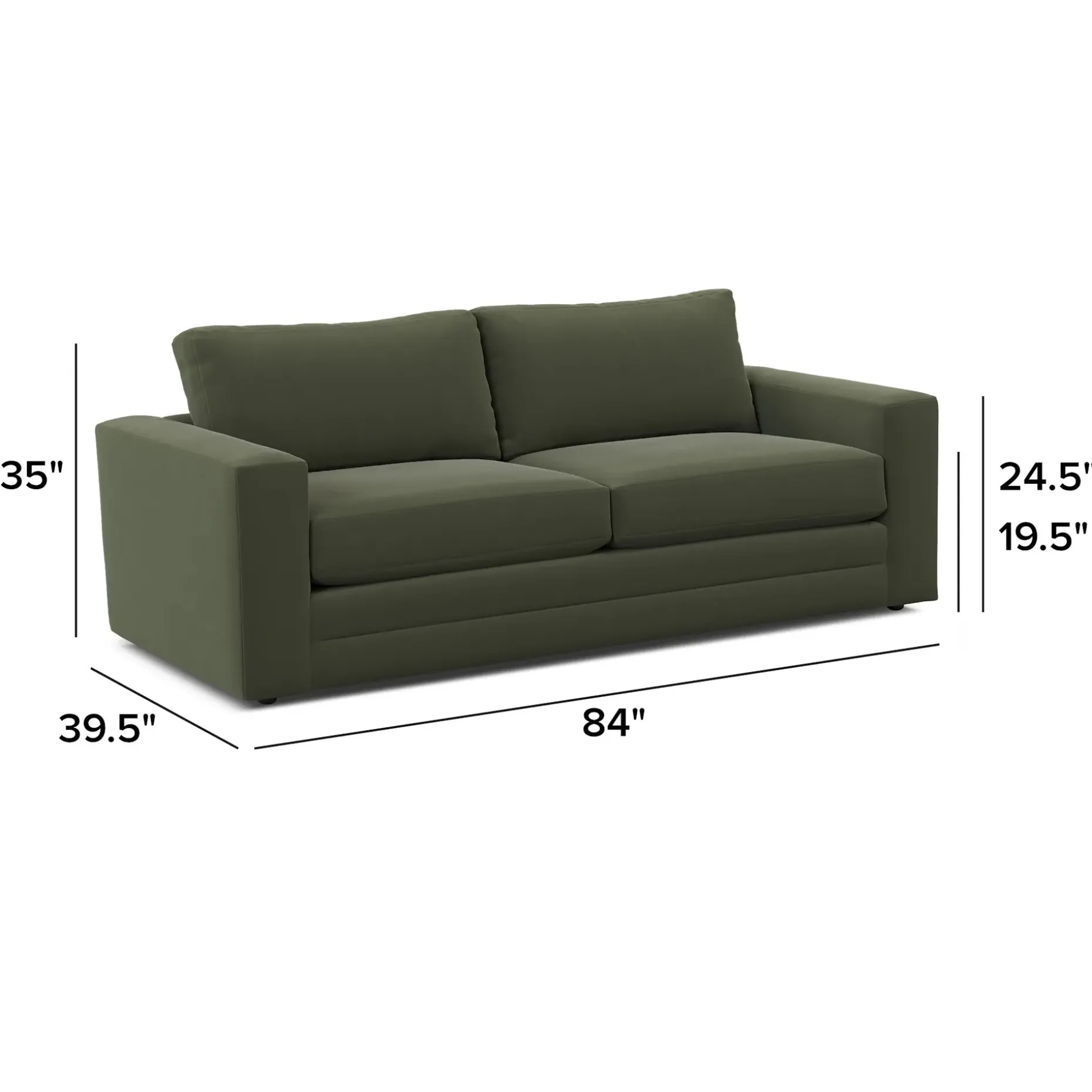 Riley 84" Velvet Sofa - Hale Fir Green