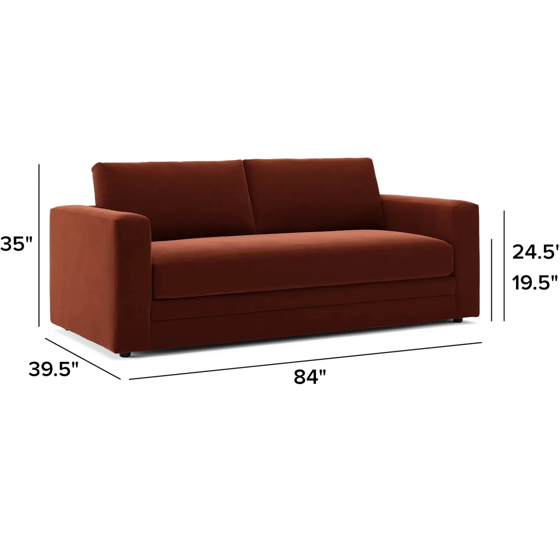 Riley 84" Velvet Storage Sofa - Hale Rust