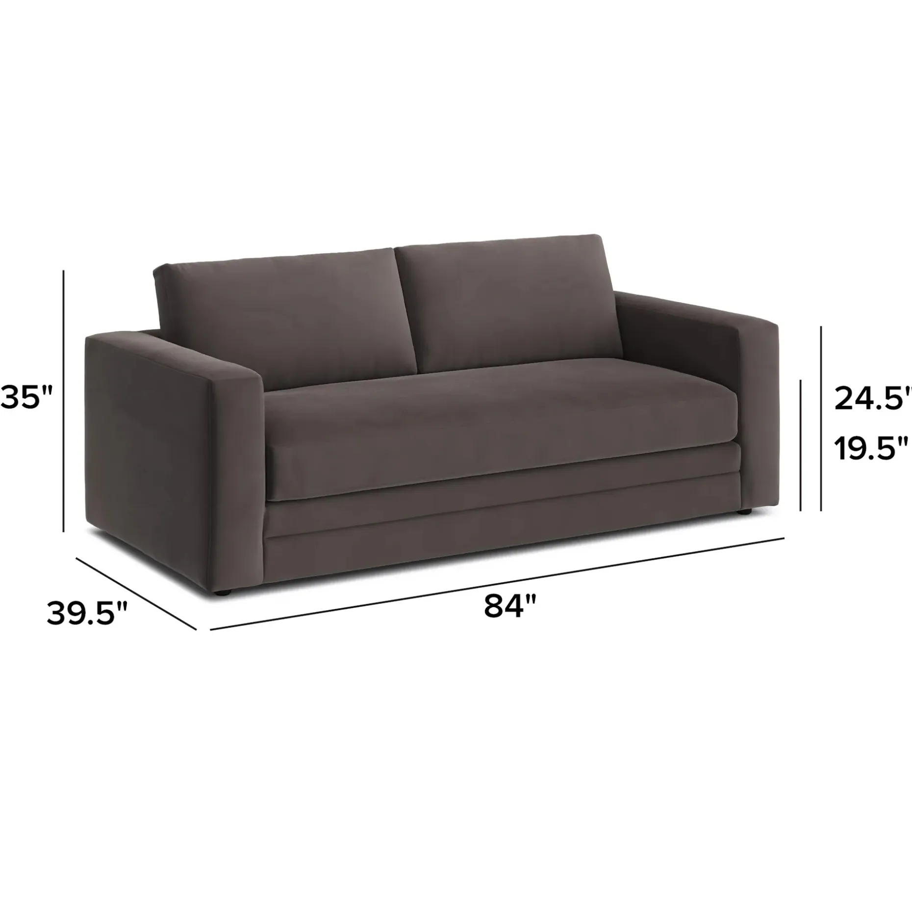 Riley 84" Velvet Storage Sofa - Hale Warm Gray
