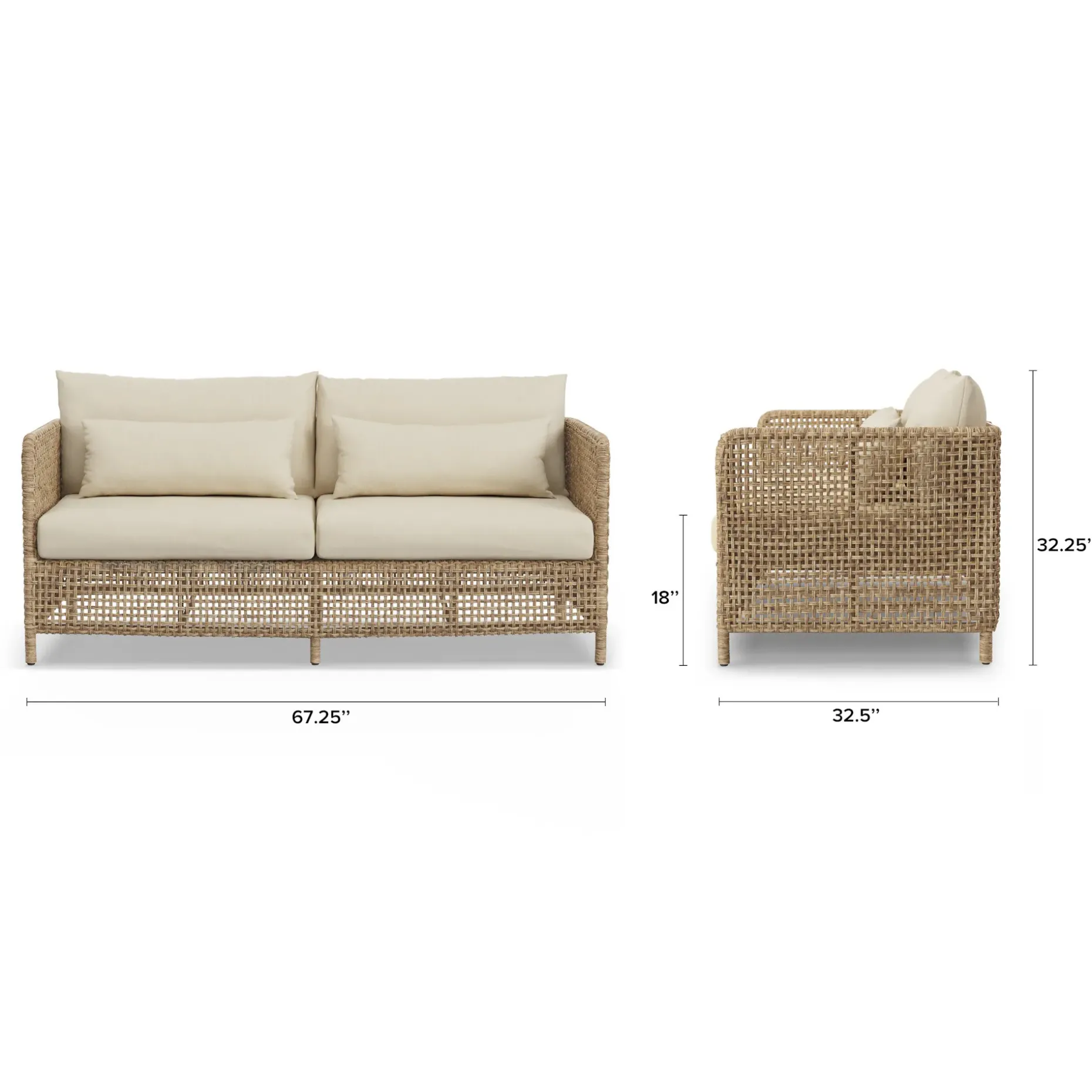 Robbi 67.25" Outdoor Loveseat Set - Dravite Ivory