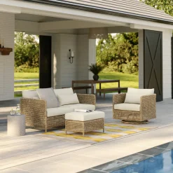 Robbi 32.5" Outdoor Swivel Chair - Dravite Ivory
