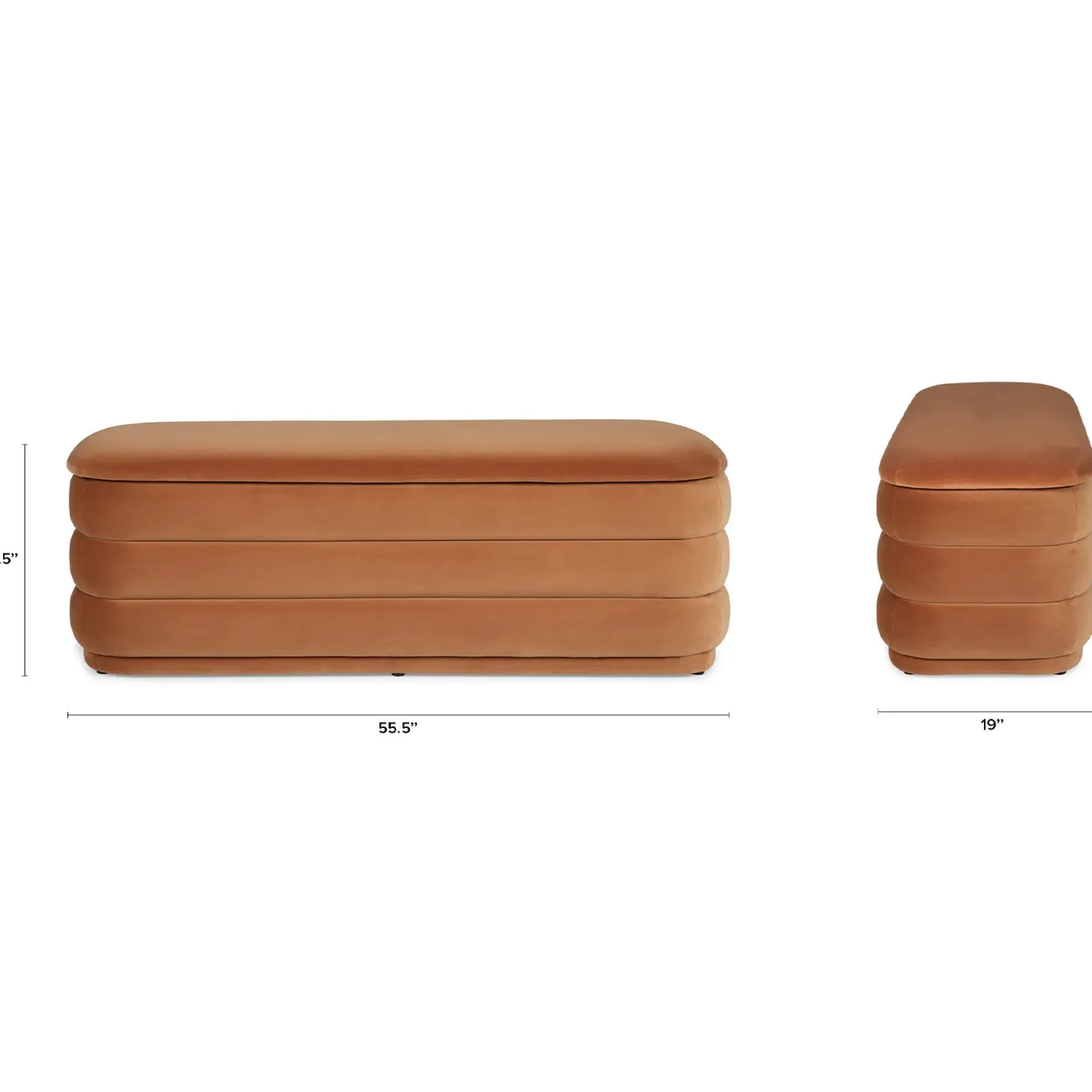 Rolph 55.5" Velvet Storage Bench - Plush Pacific Rust
