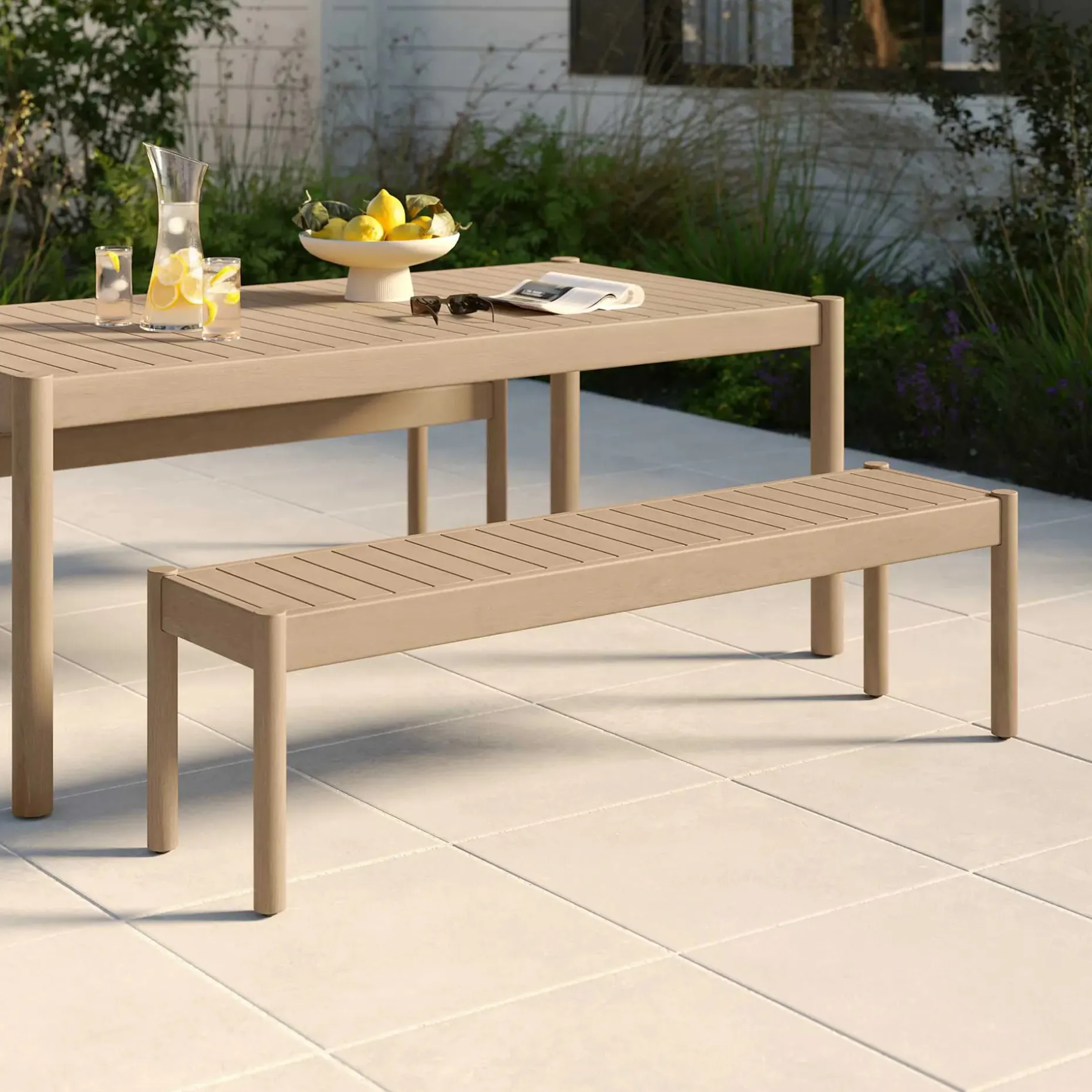 Rosa 65" Outdoor Bench - Light Eucalyptus