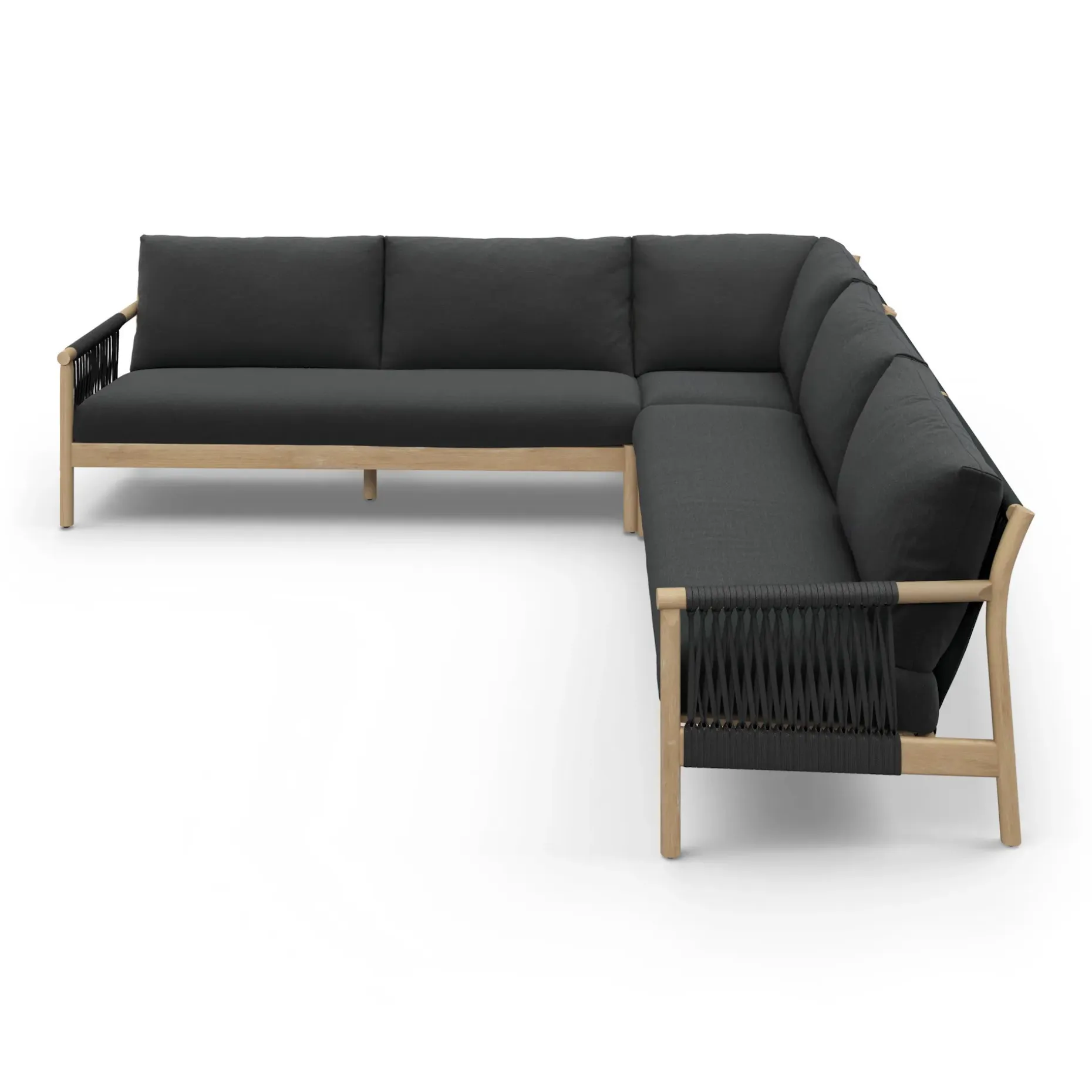 Rosa 110" Outdoor Corner Sectional - Dravite Black