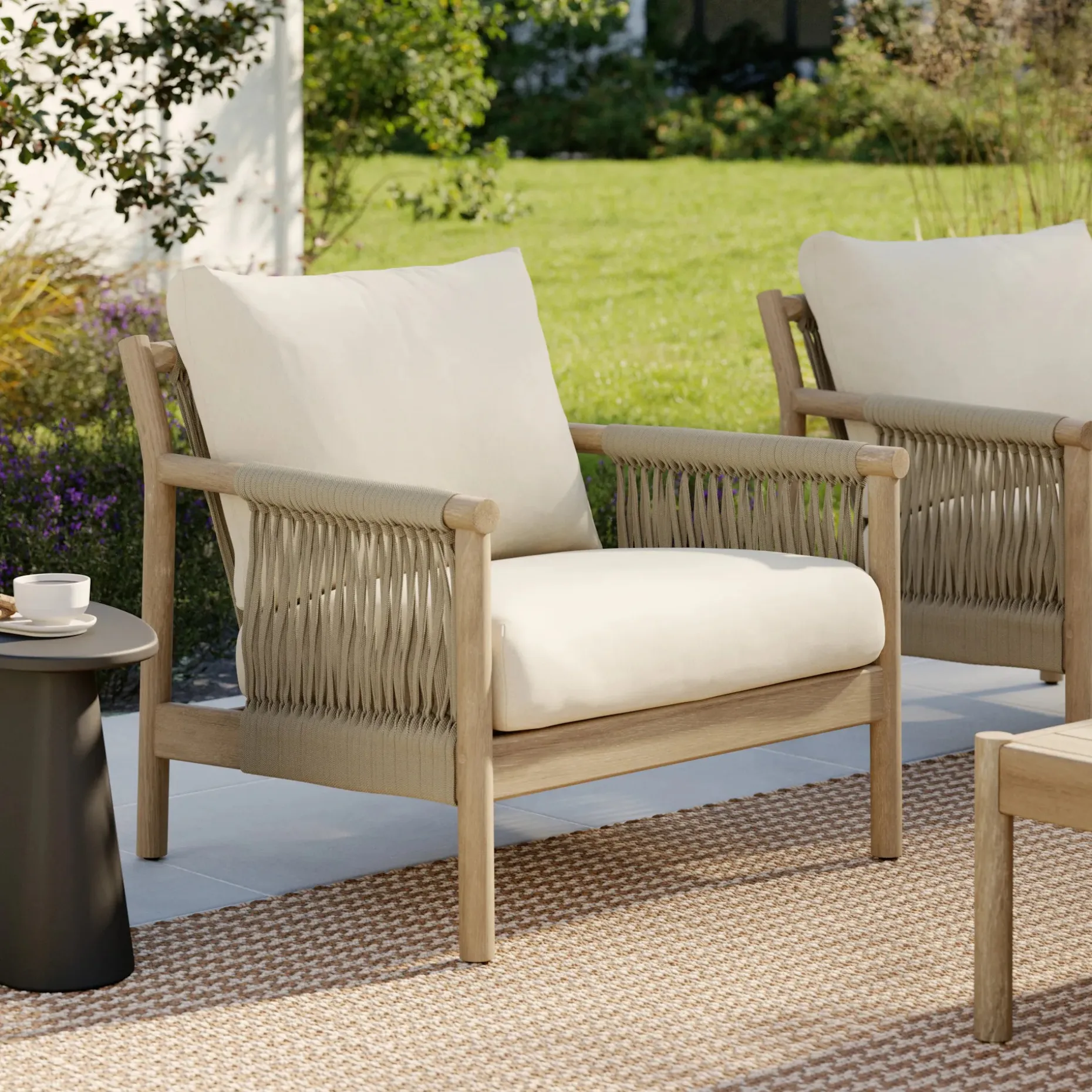 Rosa 34.5" Outdoor Lounge Chair - Dravite Ivory